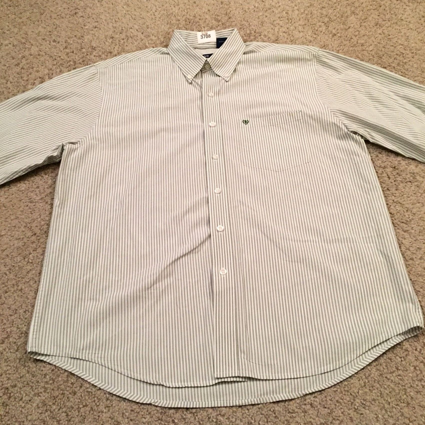Izod IZOD Shirt Mens Large Green Striped Long Sleeve Button Down Size US L / EU 52-54 / 3 - 5 Thumbnail