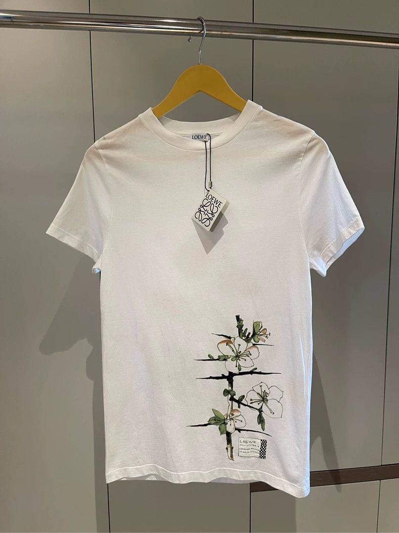 Loewe White Floral Logo Short Sleeve T-Shirt - dmc
