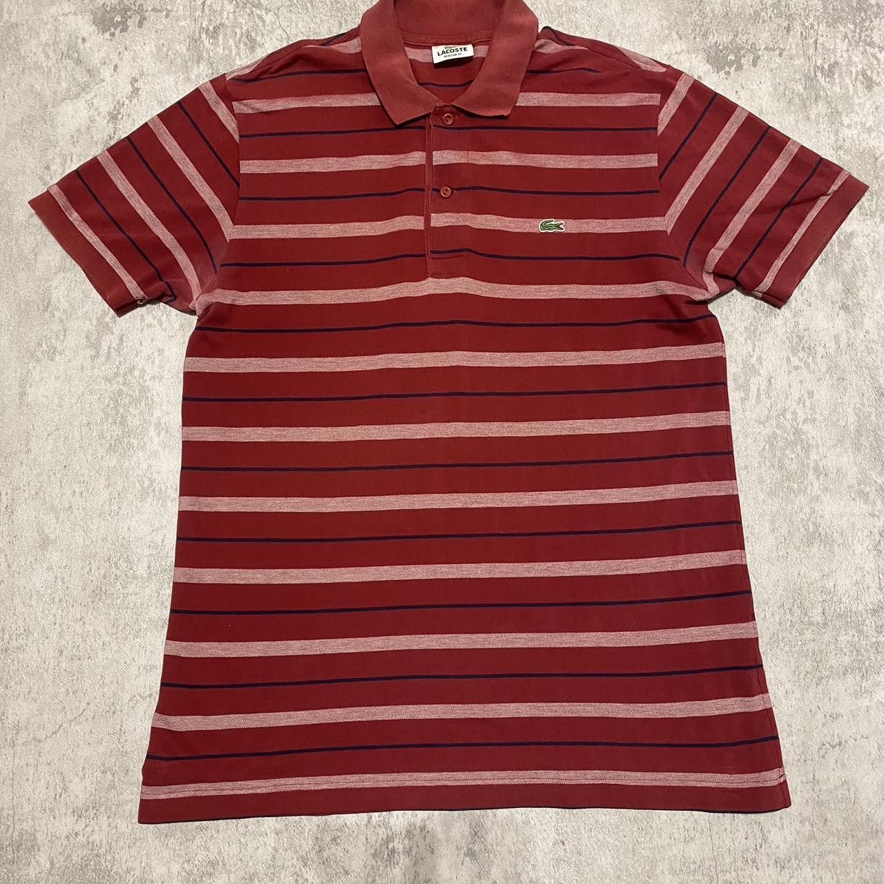 Lacoste 2000s y2k Burgundy striped Lacoste polo shirt Size US M / EU 48-50 / 2 - 1 Thumbnail
