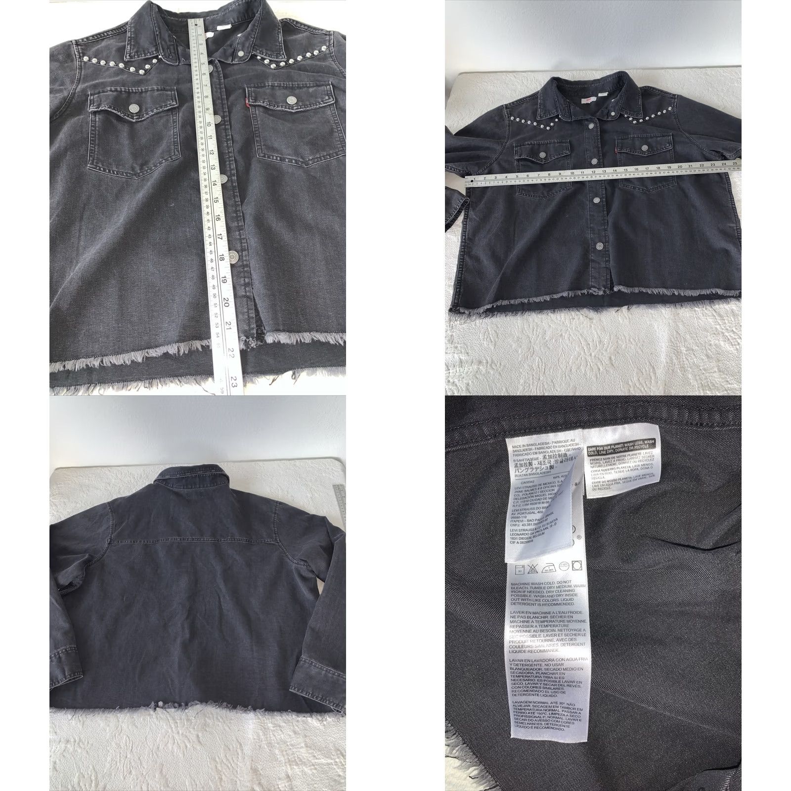 Levi's Levi's Daniela Western Studded Cropped Denim Shirt L Black Size L / US 10 / IT 46 - 8 Thumbnail