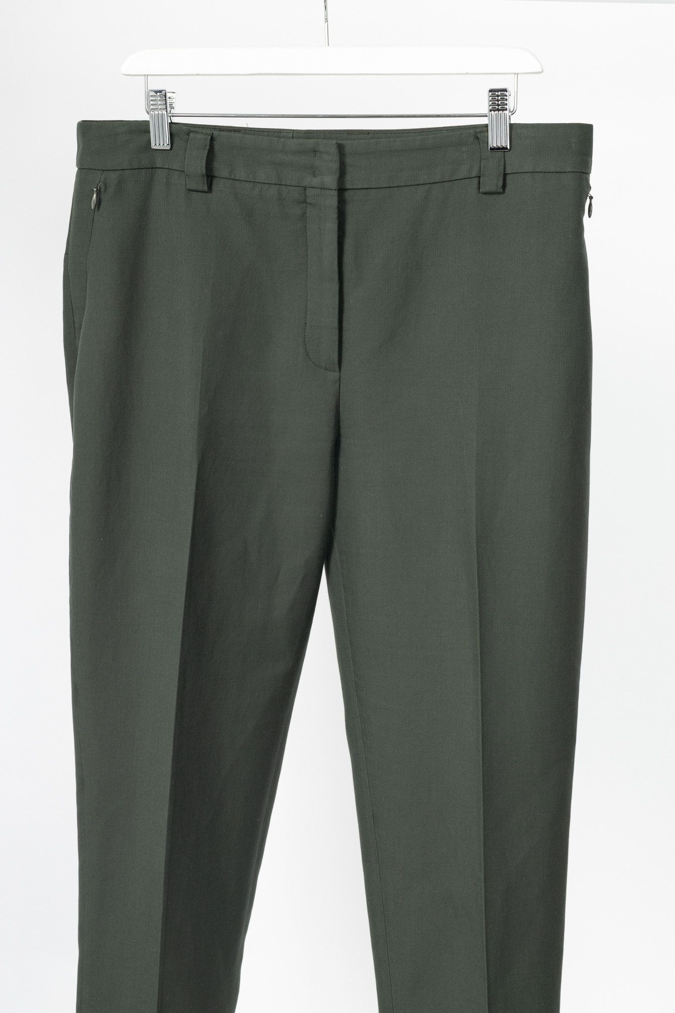 Akris Akris Maxima Green Cotton & Silk Twill Cropped Trousers Size 32" / US 10 / IT 46 - 3 Thumbnail