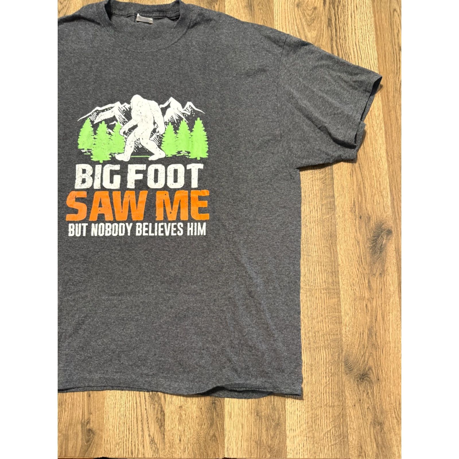 Port & Company Port & Company Shirt 2XL Gray White Orange Big Foot Saw Me but nobody Believes Him Mens T-Shirt 2XL Cotton Crew Neck Short Sleeve Fall Spring Summer Size US XXL / EU 58 / 5 - 4 Thumbnail