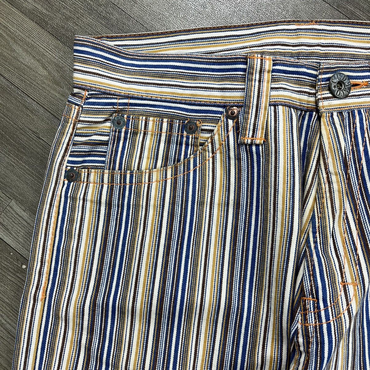 Japanese Brand 2000s Cocolulu Japan Printed Logo Gyaru Style Striped Jeans Size US 33 - 10 Thumbnail