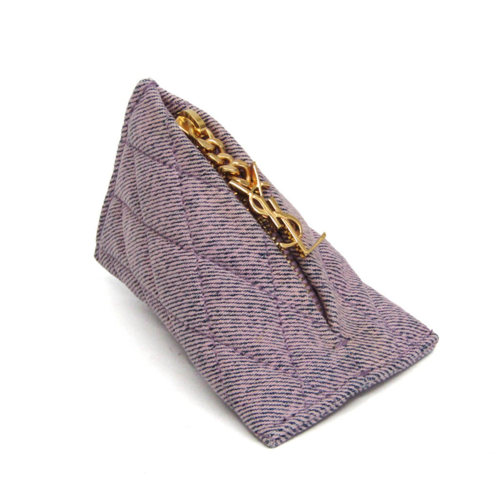 Yves Saint Laurent Yves Saint Laurent Cassandra Mini Pouch 669925 Women's Cotton Coin Purse/coin Case Pink Size ONE SIZE - 1 Thumbnail