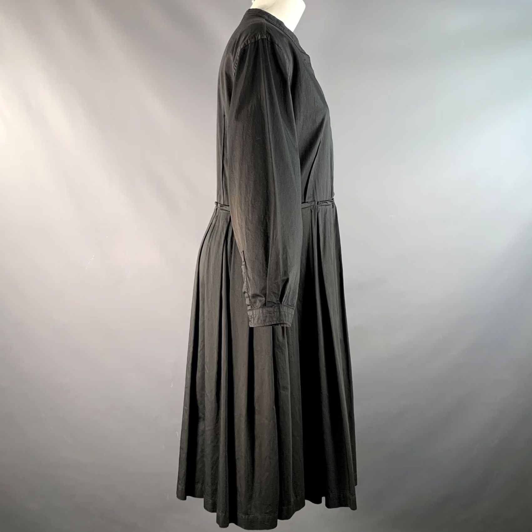 SOFIE D'HOORE SOFIE D'HOORE Black Cotton Pleated Snaps Midi Dress L Womens Size L / US 10 / IT 46 - 2 Thumbnail