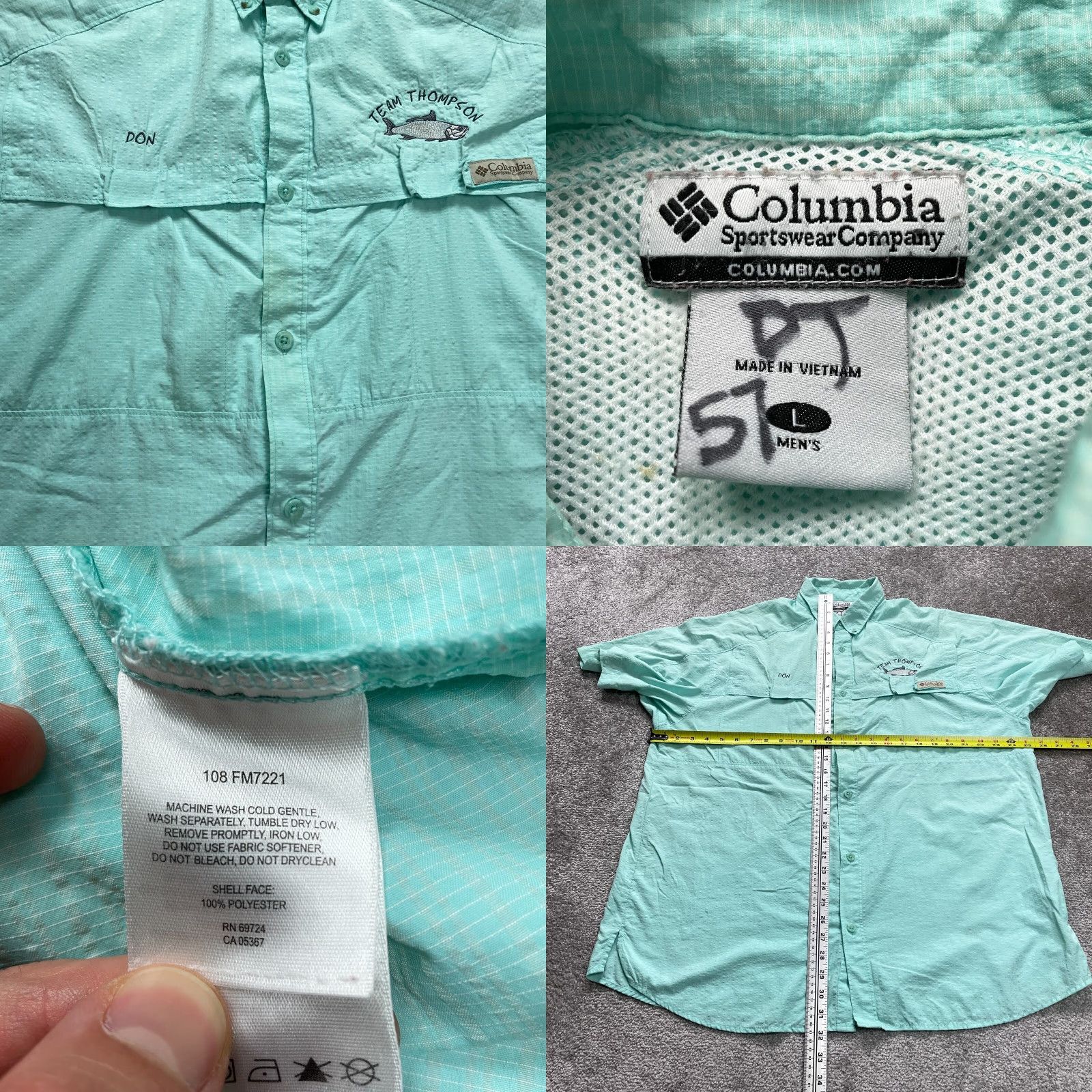 Vintage VINTAGE Columbia PFG Team Thompson Shirt Mens Large Green Button-Down Short Sleeve Fishing Outdoor Classic Size US L / EU 52-54 / 3 - 8 Thumbnail