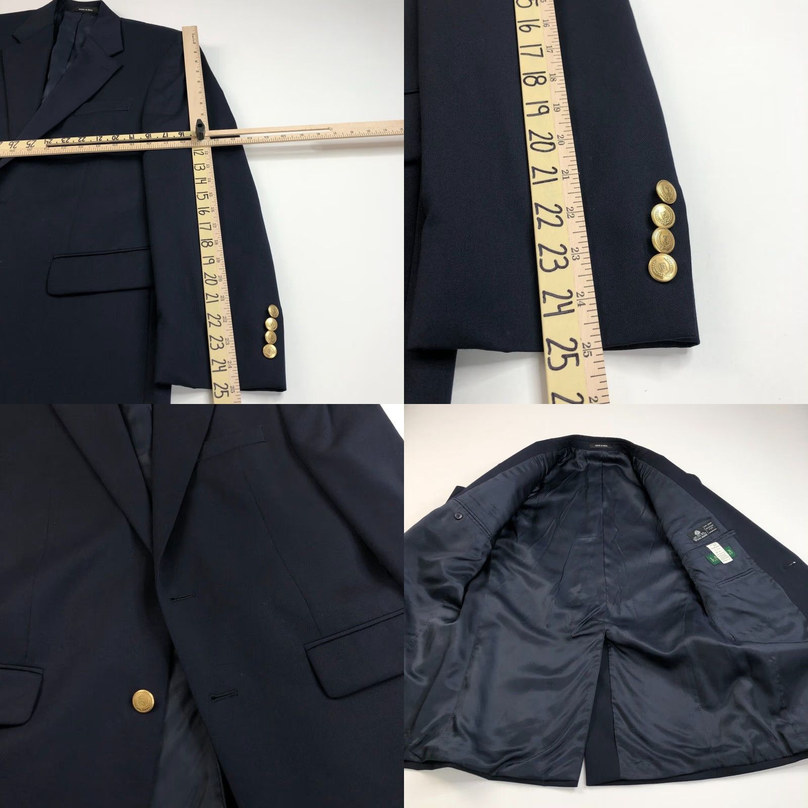 Ralph Lauren Lauren Ralph Lauren Sport Coat Blue 40R Two Button Wool Notch Lapel Men Jacket Blazer Gold Buttons Vintage No Size 40R - 8 Thumbnail