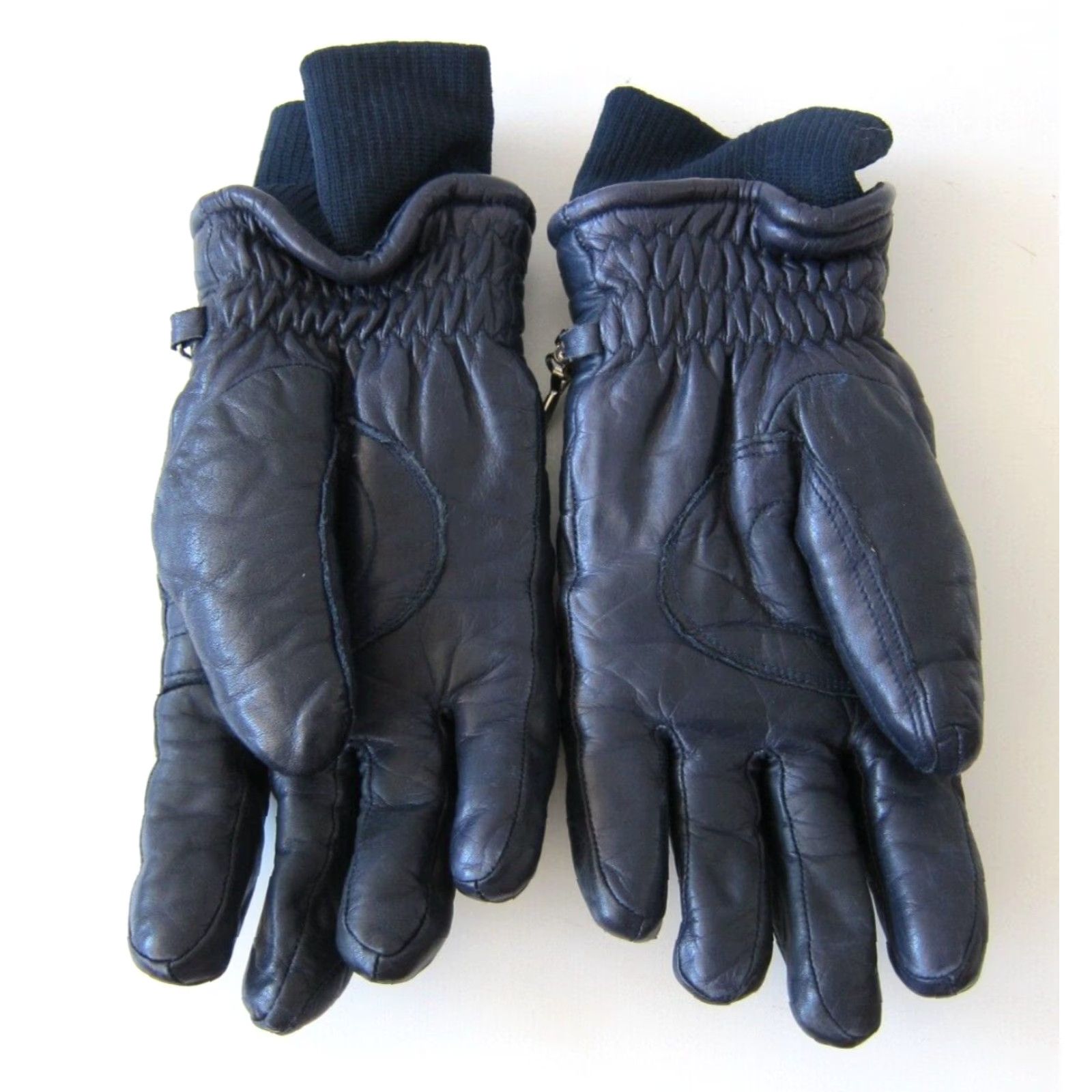 Vintage Vintage Olympia Navy Blue 100% Leather Insulated Snow Ski Warm Glove Men Medium Size ONE SIZE - 2 Thumbnail