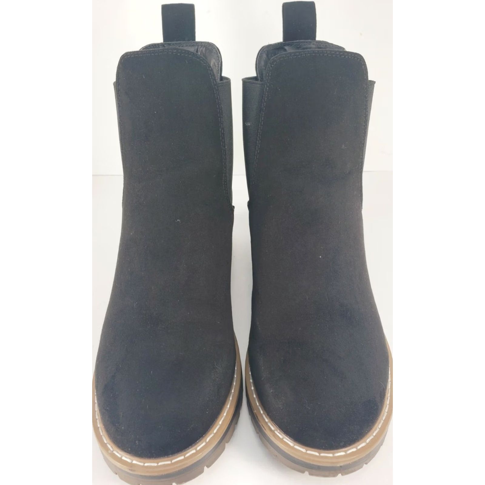 Vintage Kensie Khai Chelsea Boot Booties Women Black 7M Block Heel Leather Faux Suede Microfiber Bootie Size US 7 / IT 37 - 3 Thumbnail