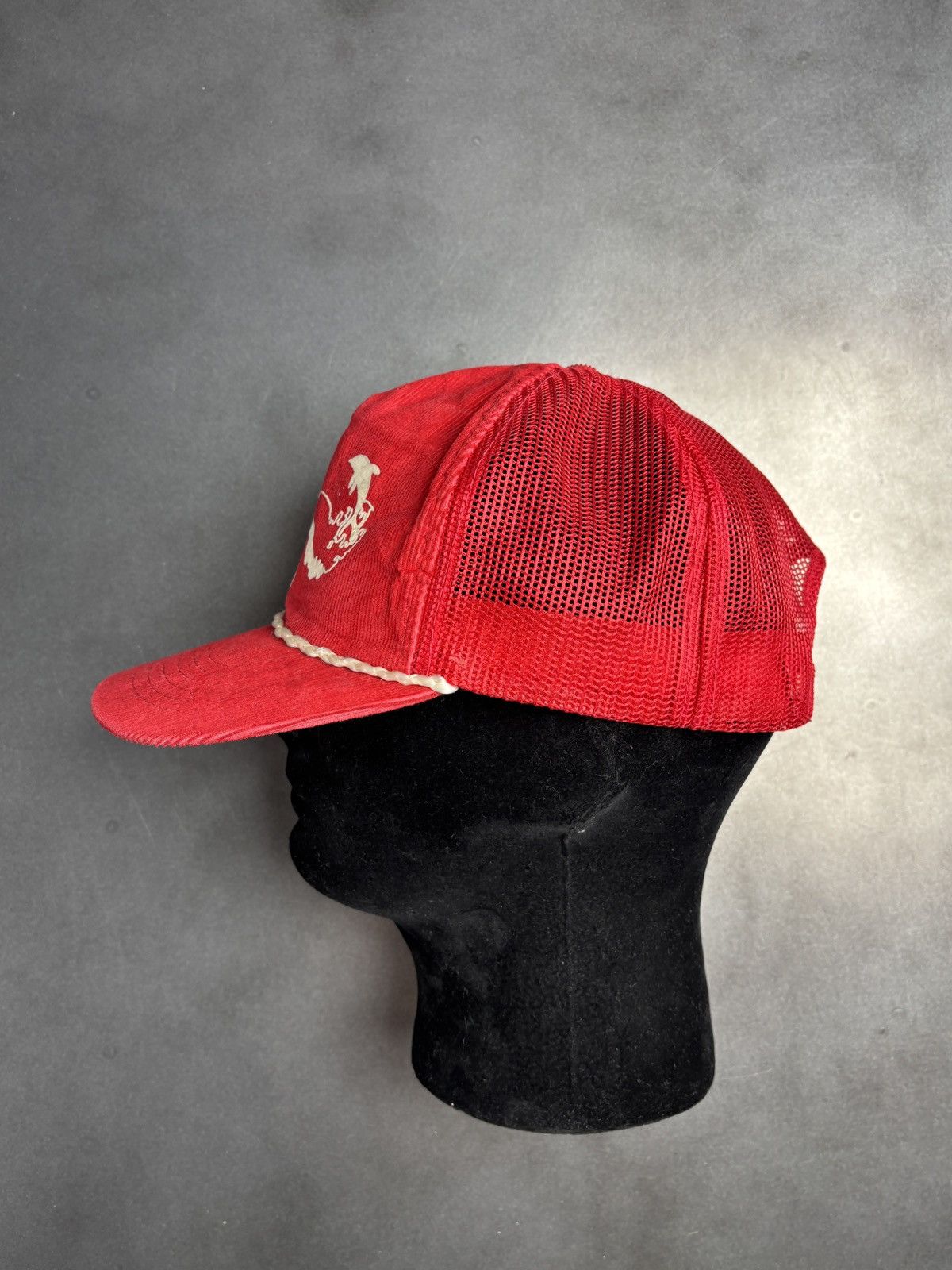 Vintage 1980s Vintage Corduroy Trucker Hat Mesh Snapback Thrashed Size ONE SIZE - 4 Thumbnail