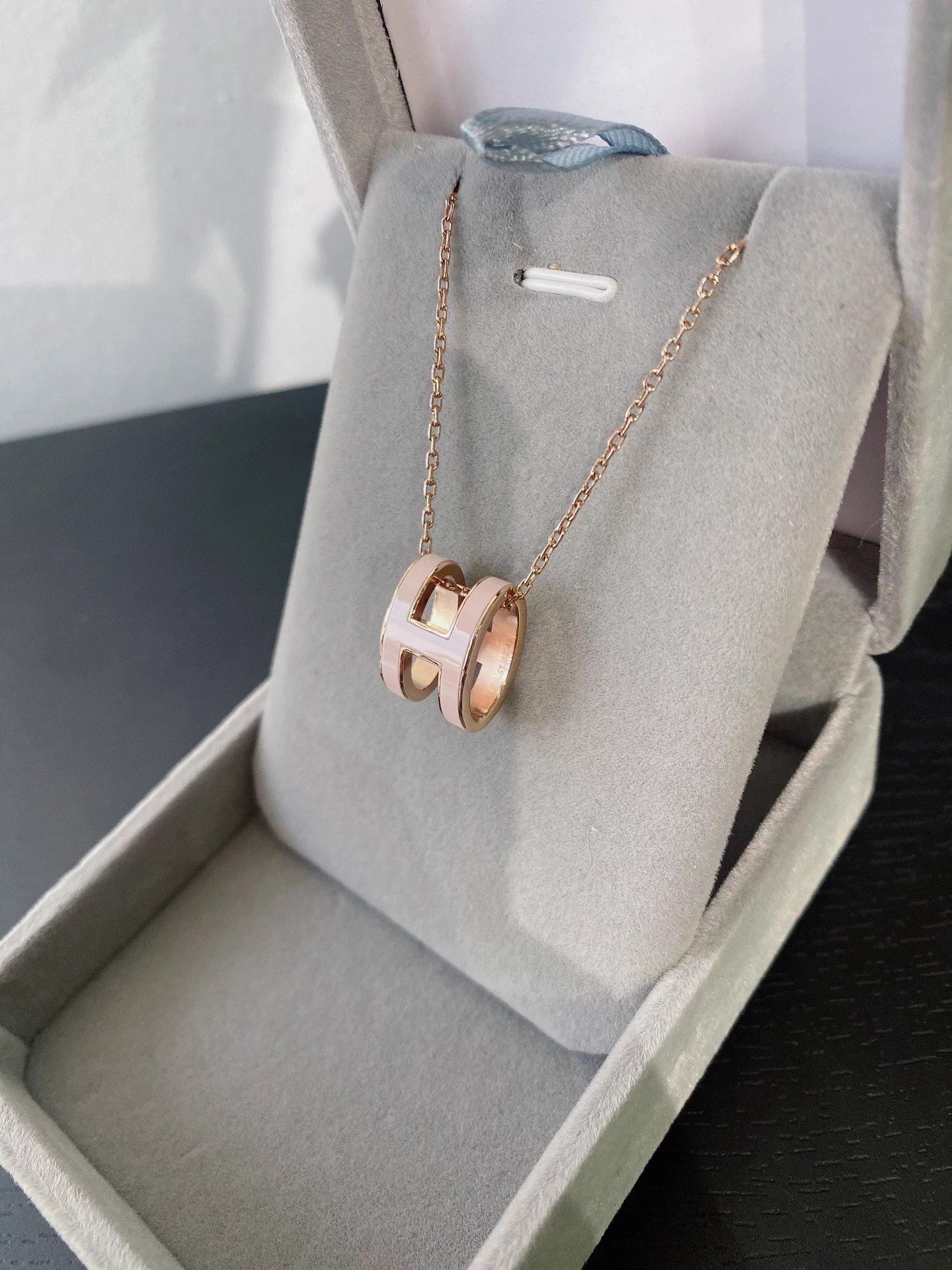 Hermes HERMES POP H Pink Rose Gold H Logo Necklace Size ONE SIZE - 3 Thumbnail