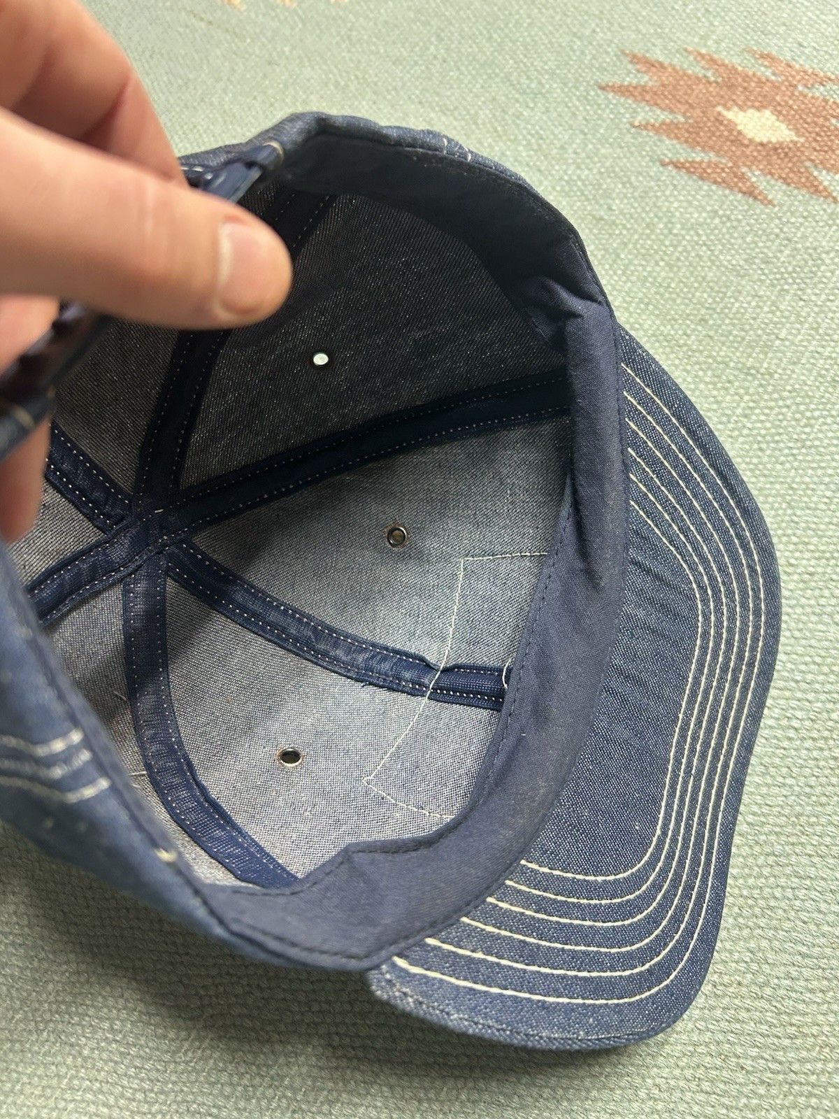Vintage Vtg 80 snapback hat denim stabilized nitrogen patch made USA Size ONE SIZE - 6 Thumbnail