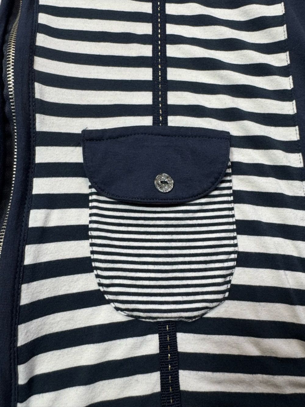 Other TT ROTTFİELD Navy White Striped Zip Viscose Cardigan with P Size L / US 10 / IT 46 - 5 Thumbnail