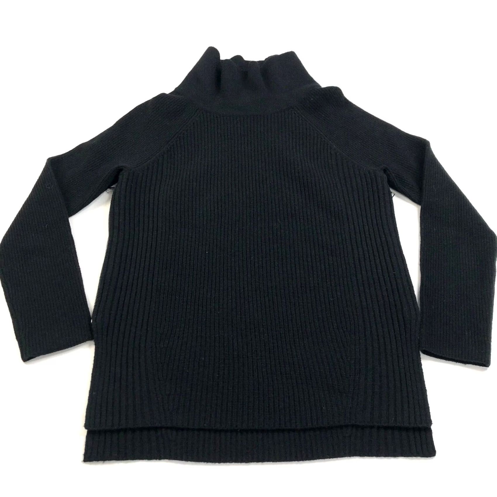 Vince Vince XS Wool Cashmere Women's Side Zip Turtleneck Pullover Sweater Black Size XS / US 0-2 / IT 36-38 - 2 Thumbnail