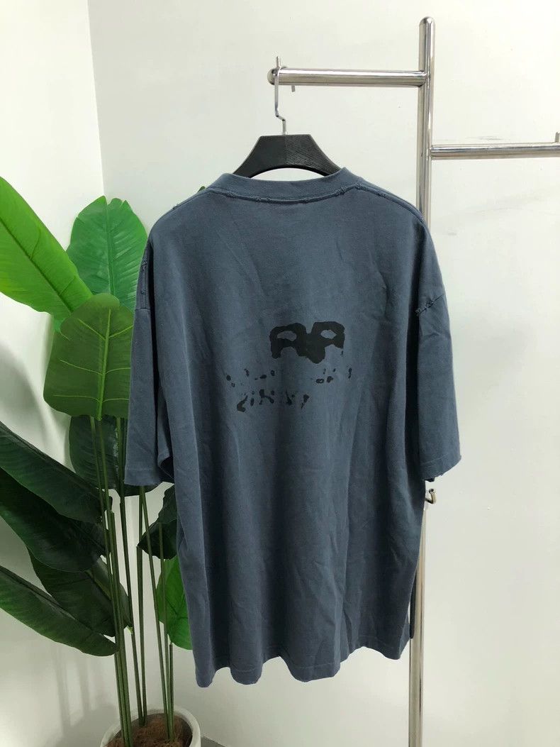 Balenciaga Balenciaga Graffiti Double B Short Sleeve T-Shirt Blue M Size US M / EU 48-50 / 2 - 2 Thumbnail