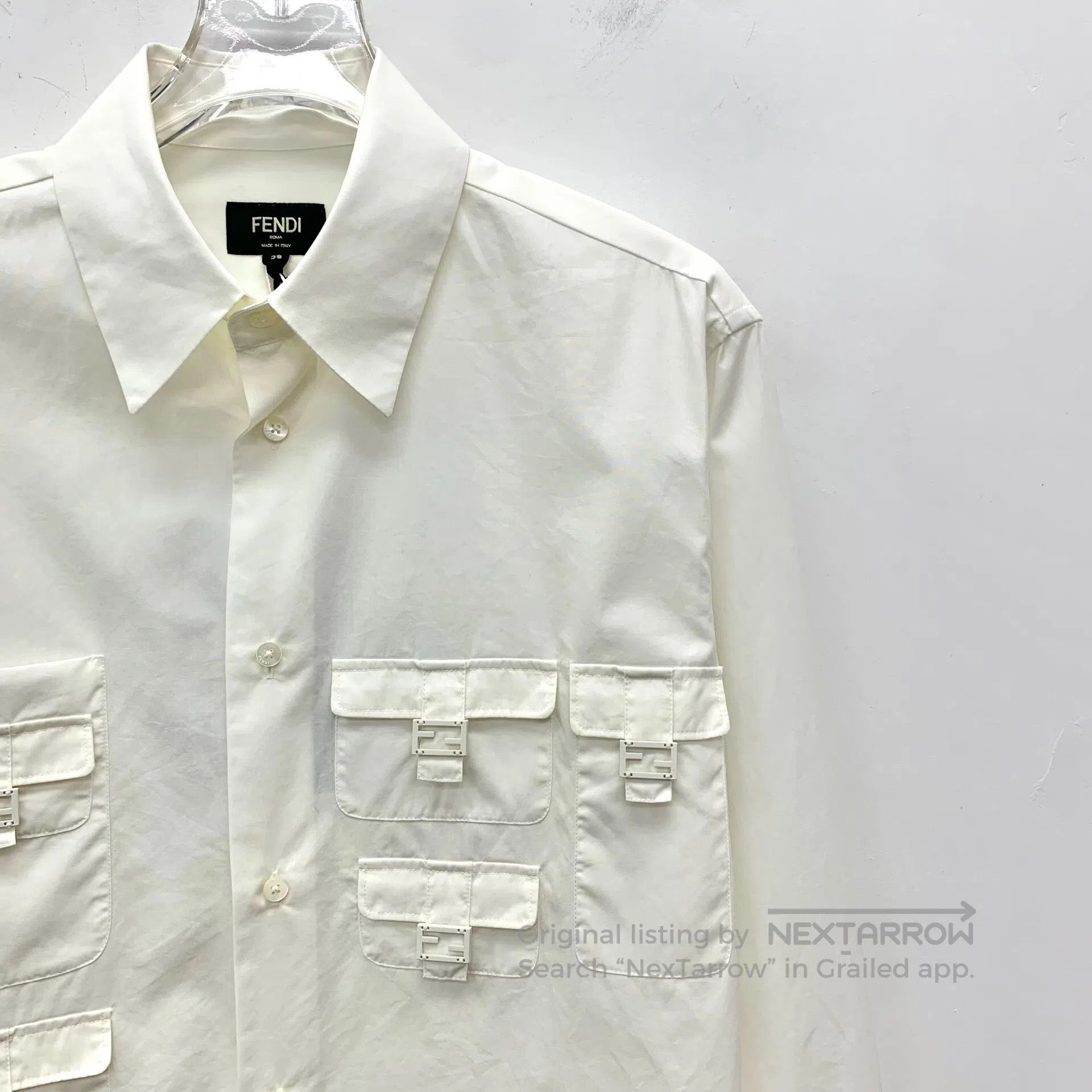 Fendi FENDI size 39 White multi-pocket cotton lapel single-breas Size US S / EU 44-46 / 1 - 3 Thumbnail
