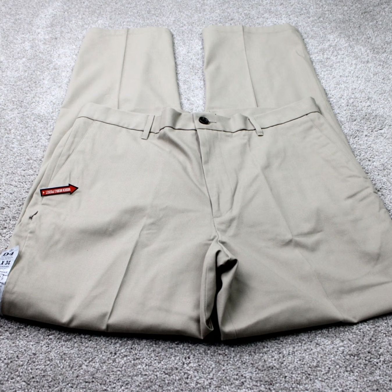Dockers DOCKERS Pants Mens 36x34 Beige Flat Front Khaki Classic Fit NWT Size US 36 / EU 52 - 2 Thumbnail