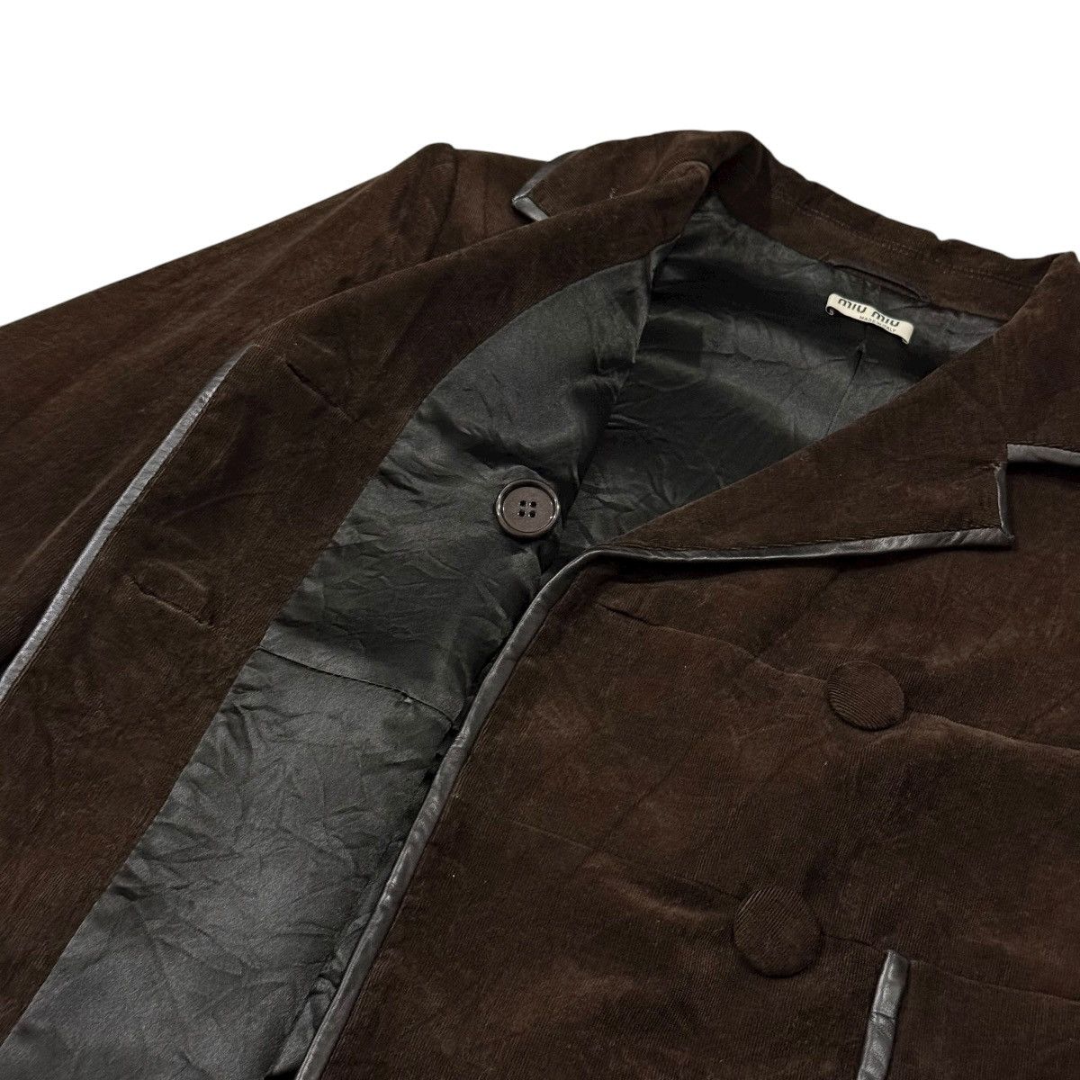 Miu Miu ‼️RARE‼️Vintage Miu Miu Cotton Leather Buttons Long Jacket Size S / US 4 / IT 40 - 19 Thumbnail