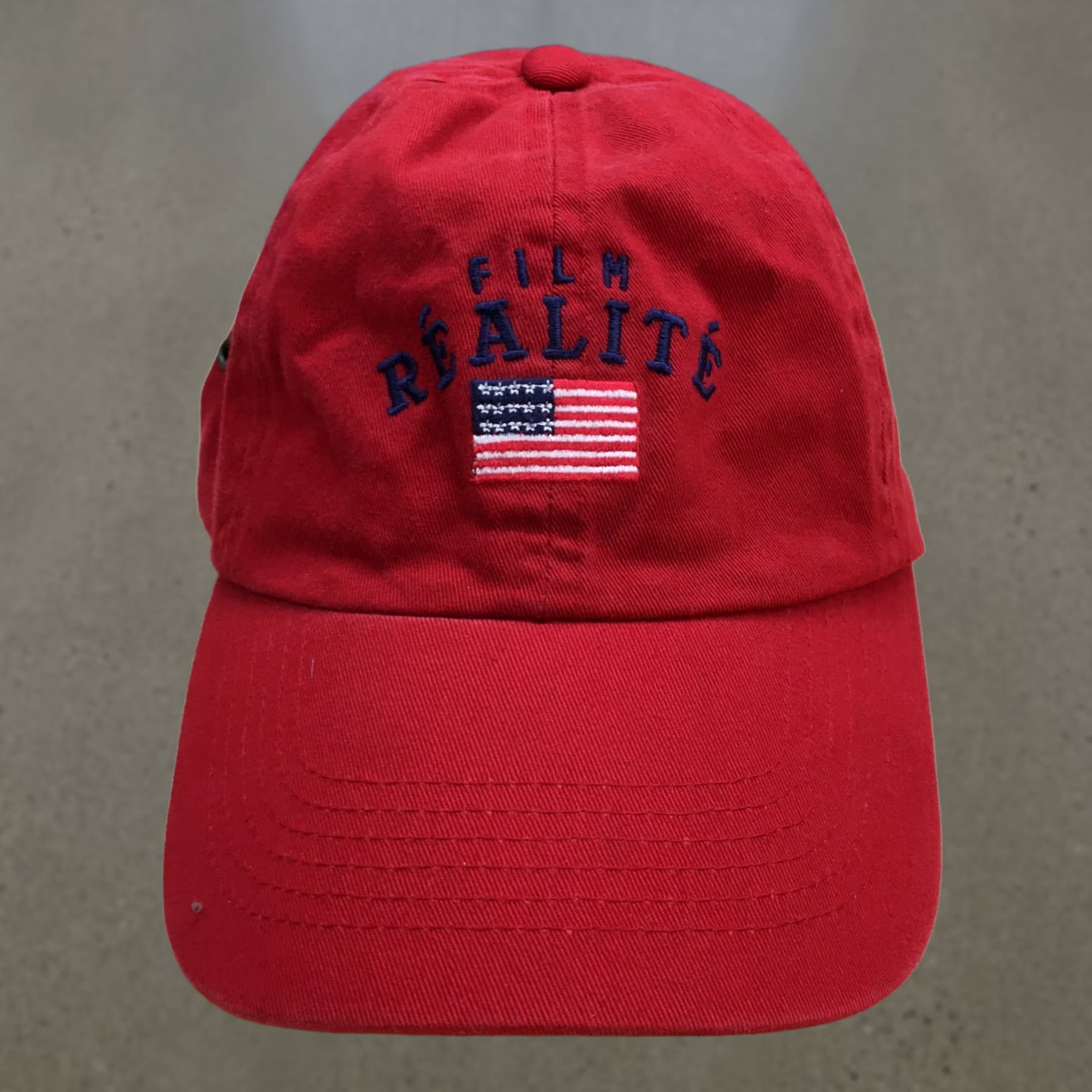 Vintage Film Realite America Baseball Cap Hat Mens OS Red Cotton Adjustable Sportsman Size ONE SIZE - 1 Thumbnail