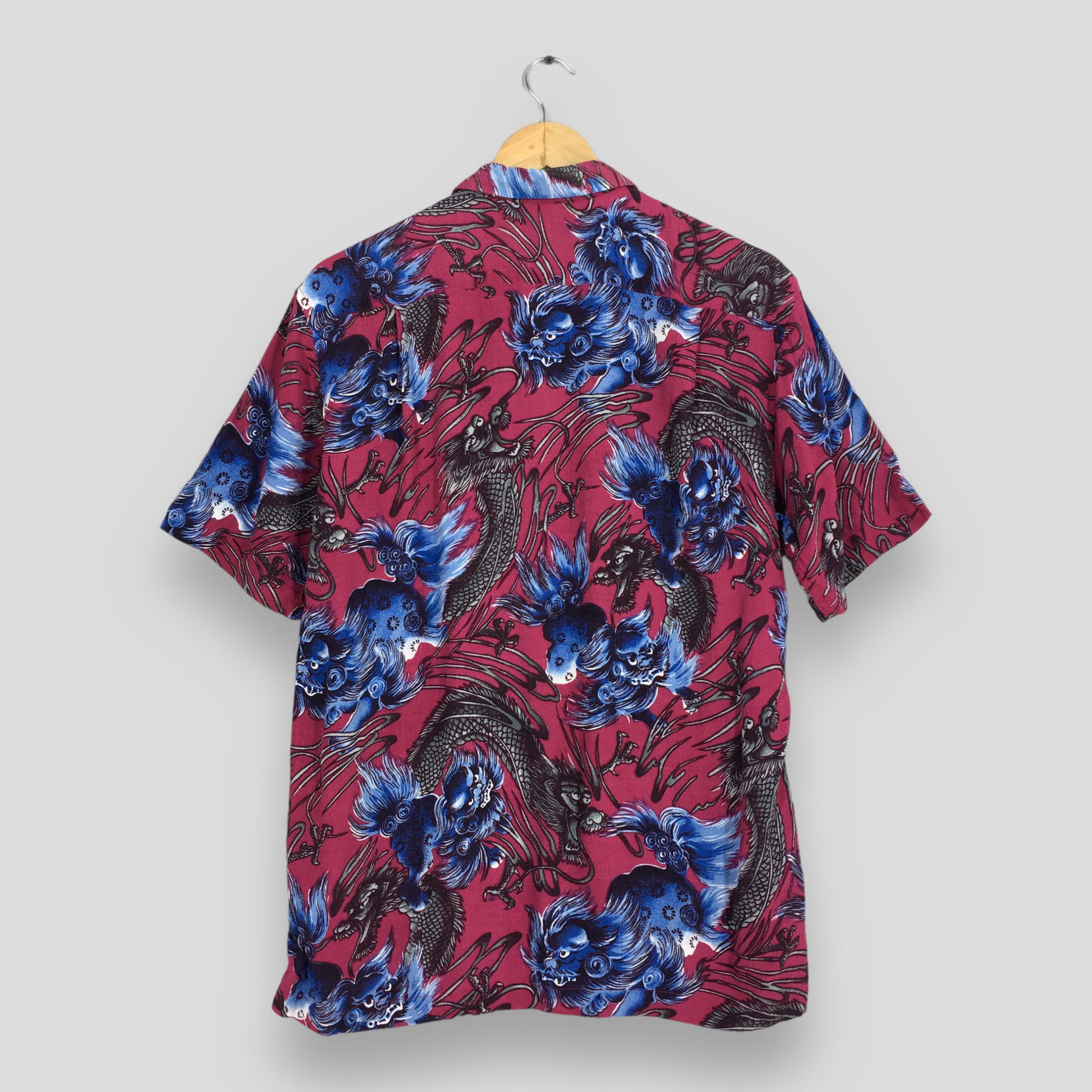 Japanese Brand × Vintage Vintage 1980s Hawaiian Japanese Thunder God Raijin Rayon Size US M / EU 48-50 / 2 - 7 Thumbnail