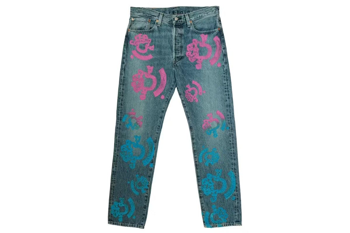 (B).Stroy × DENIM TEARS × Levi's Denim Tears Bstroy Tears 501 Light Wash Jean Size US 32 / EU 48 - 1 Thumbnail