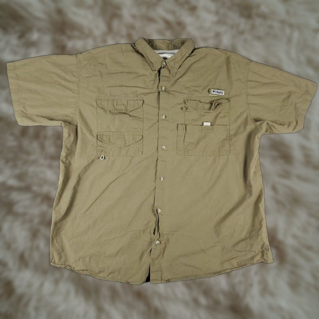 Vintage Columbia Shirt Mens 2XL Short Sleeve Button-Up Brown Cotton Blend PFG Size US XXL / EU 58 / 5 - 1 Thumbnail