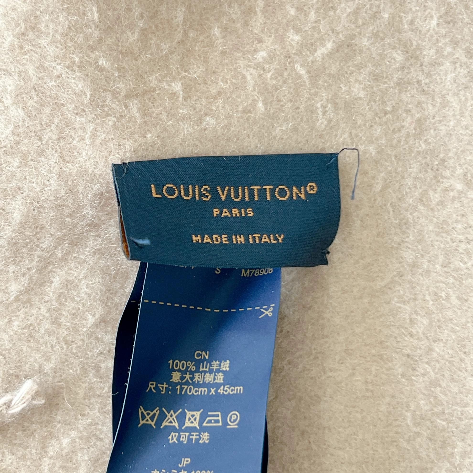 Louis Vuitton LV Monogram Latte Cashmere Double-Faced Scarf Size ONE SIZE - 7 Thumbnail