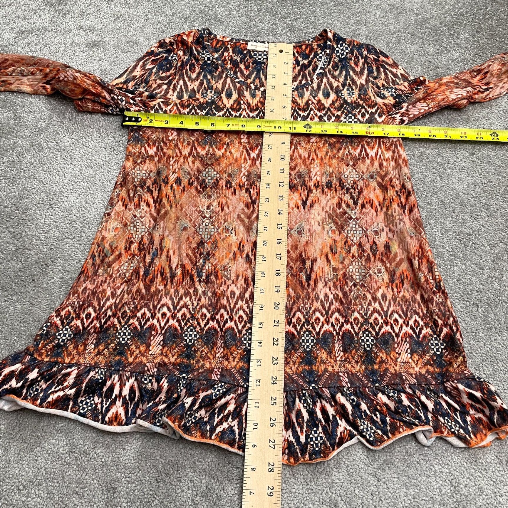 ESPIRIT VINTAGE Sing & Spirit Geometric Aztec Tunic Blouse Womens S Brown Round Neck Casual Size S / US 4 / IT 40 - 7 Thumbnail