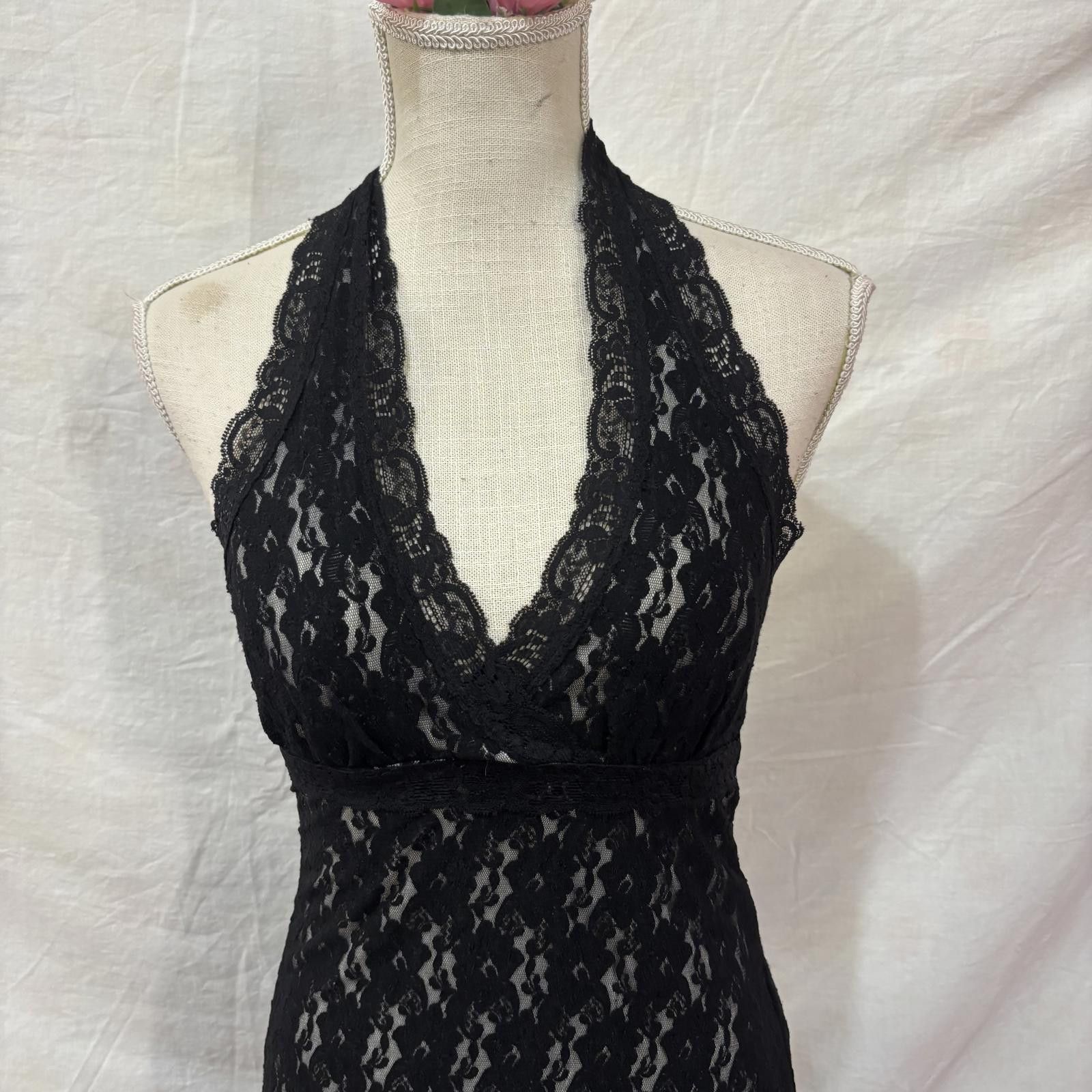 Other Y2K black lace halter neck mini dress Size M / US 6-8 / IT 42-44 - 2 Thumbnail