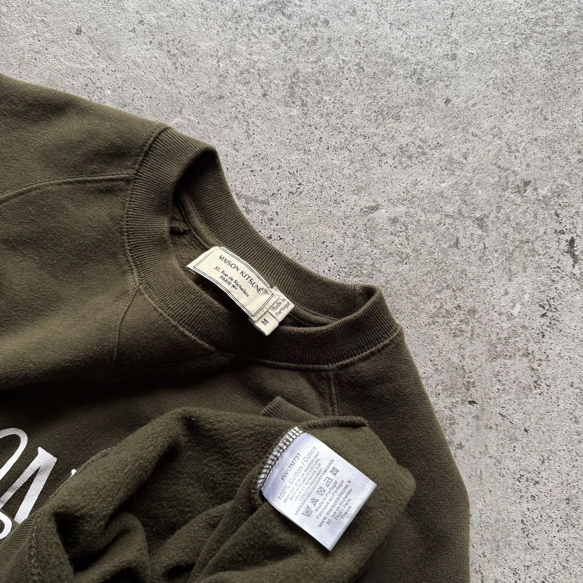 Maison Kitsune Maison Kitsune Mens Olive Palais Royal Logo Print Sweatshirt Size US M / EU 48-50 / 2 - 5 Thumbnail