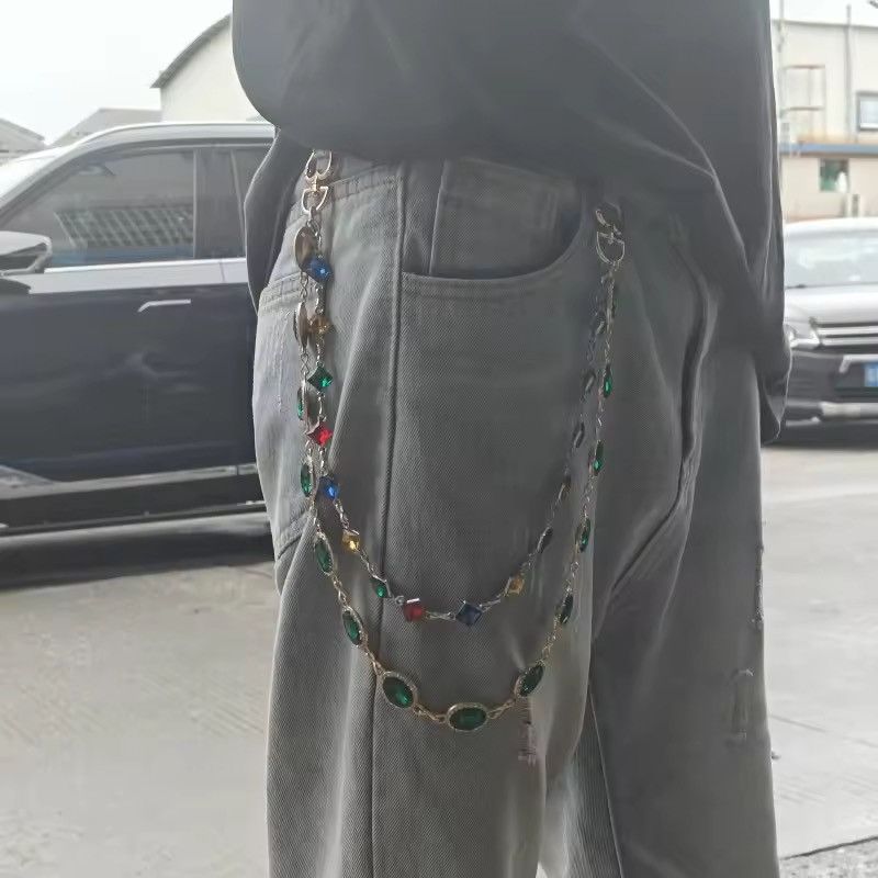 Jewelry retro style agate colourful pants chain Size ONE SIZE - 4 Thumbnail