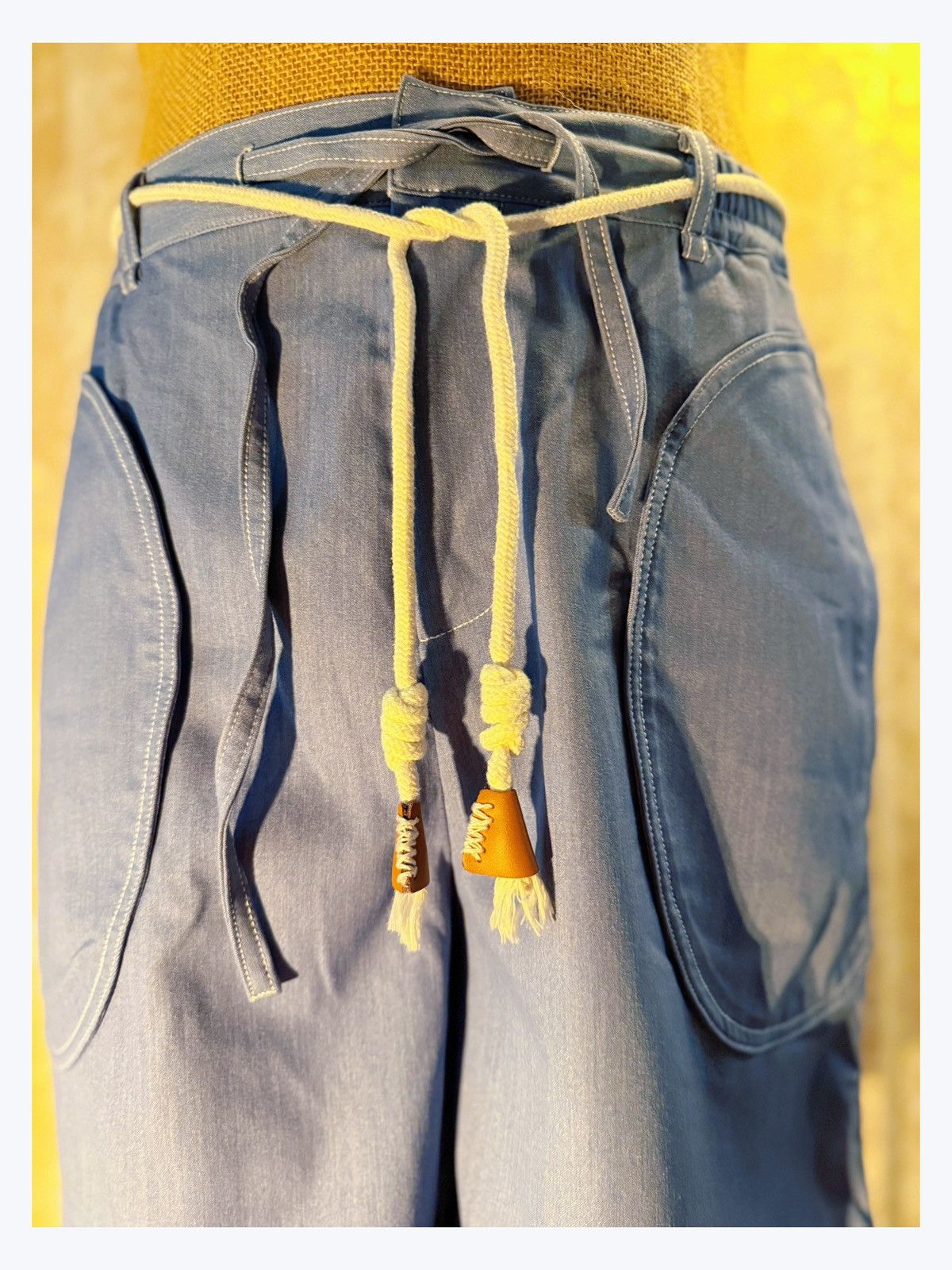 Other Retro-Inspired Blue Chambray Shorts with Nautical Rope Tie Size US 29 - 1 Thumbnail