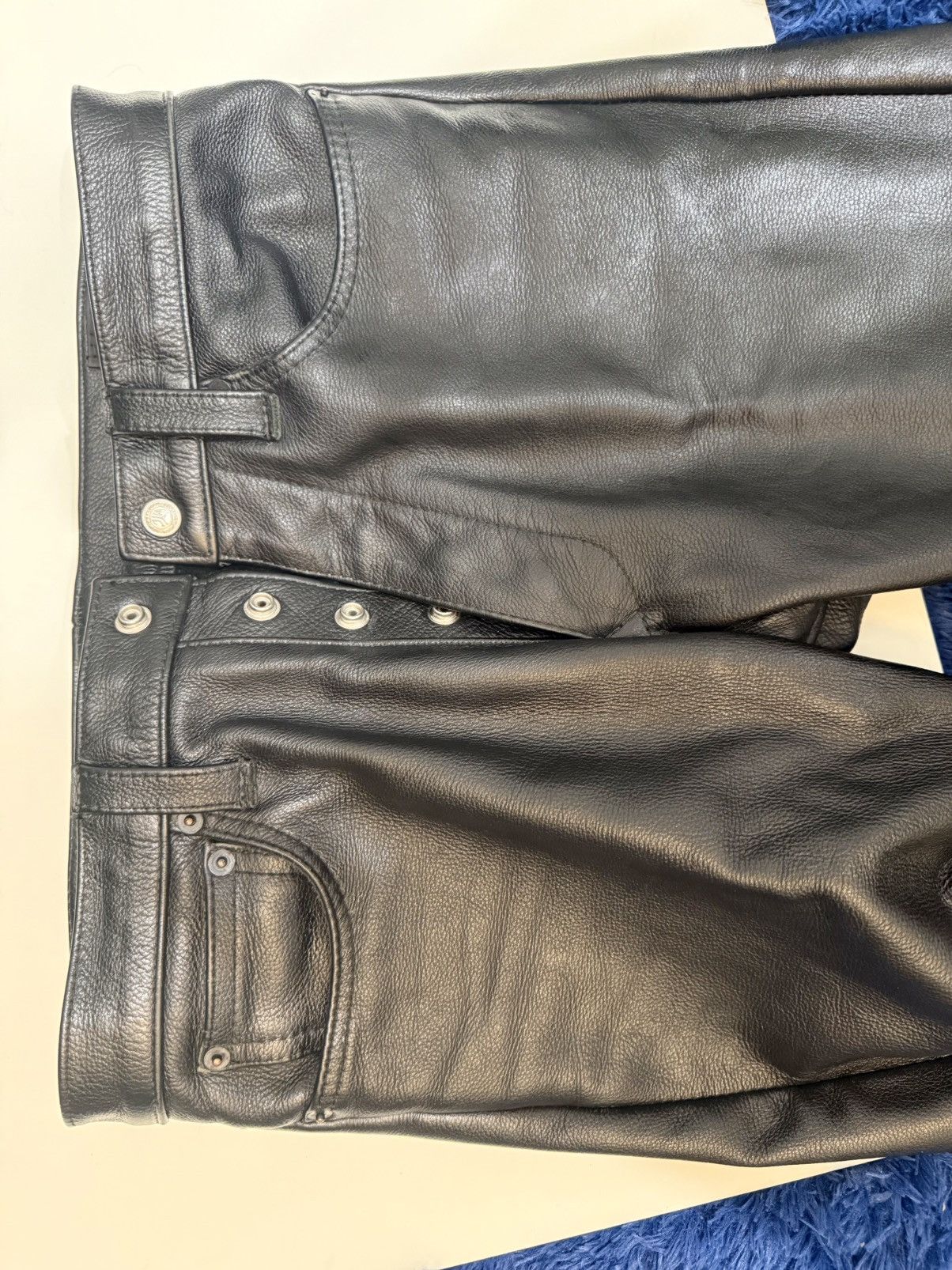 Other RARE ICONIC The Leather Man NYC Black Cowhide Leather Pants Size US 33 - 3 Thumbnail