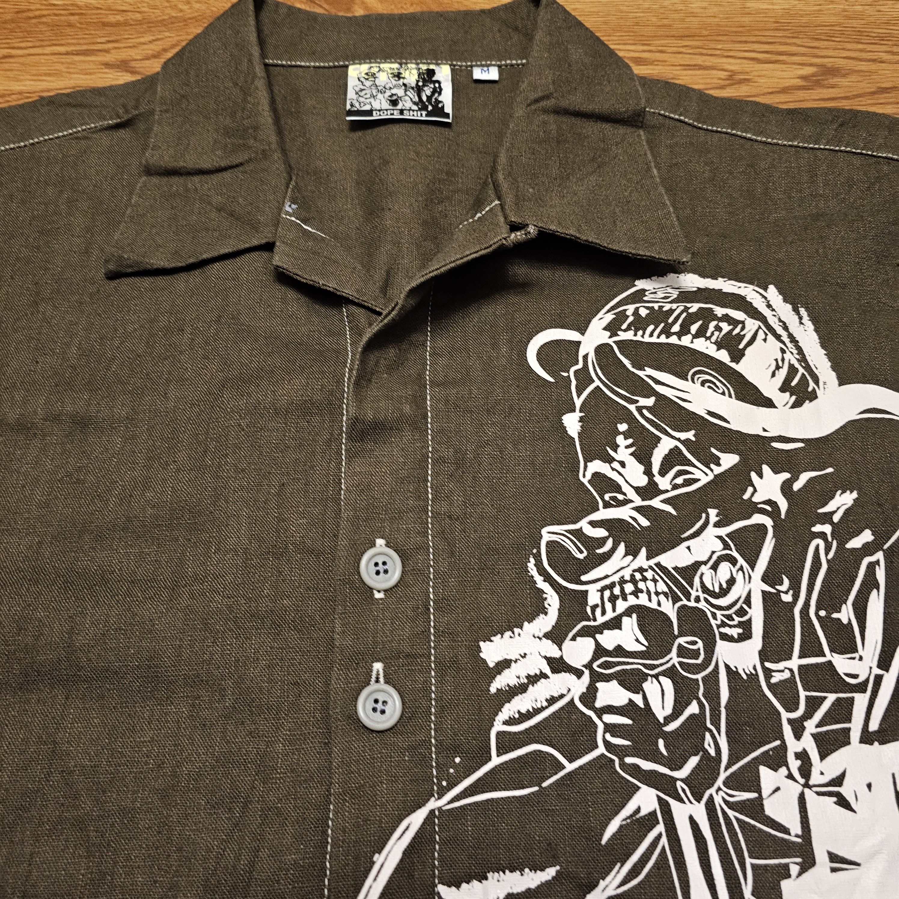 JNCO Vtg Y2K Conart Dope Shit Linen Contrast Stitch Button Shirt Size US M / EU 48-50 / 2 - 2 Thumbnail