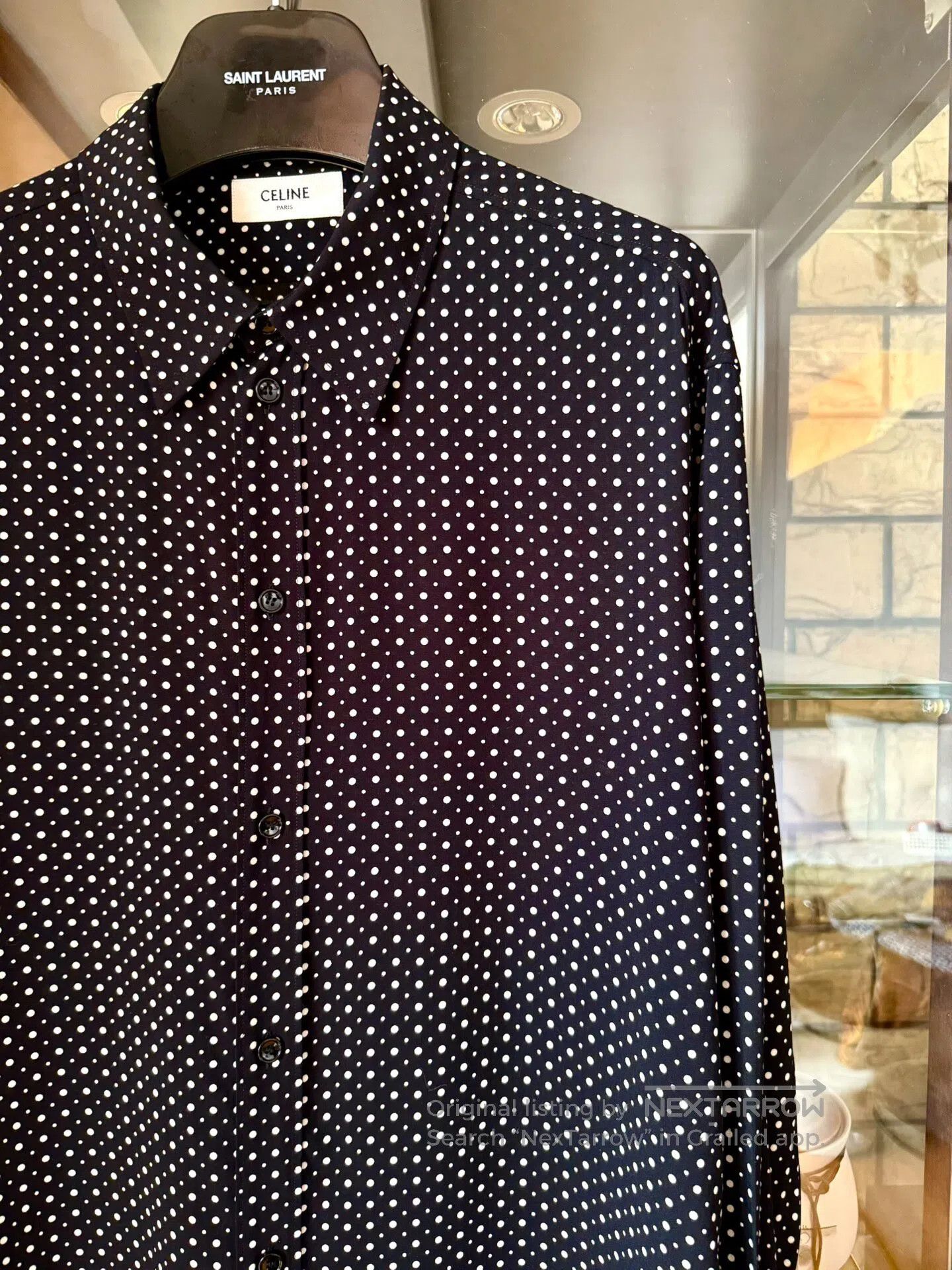 Celine CELINE size 41 Black and White Silk Polka Dot Shirt| Size US M / EU 48-50 / 2 - 2 Thumbnail