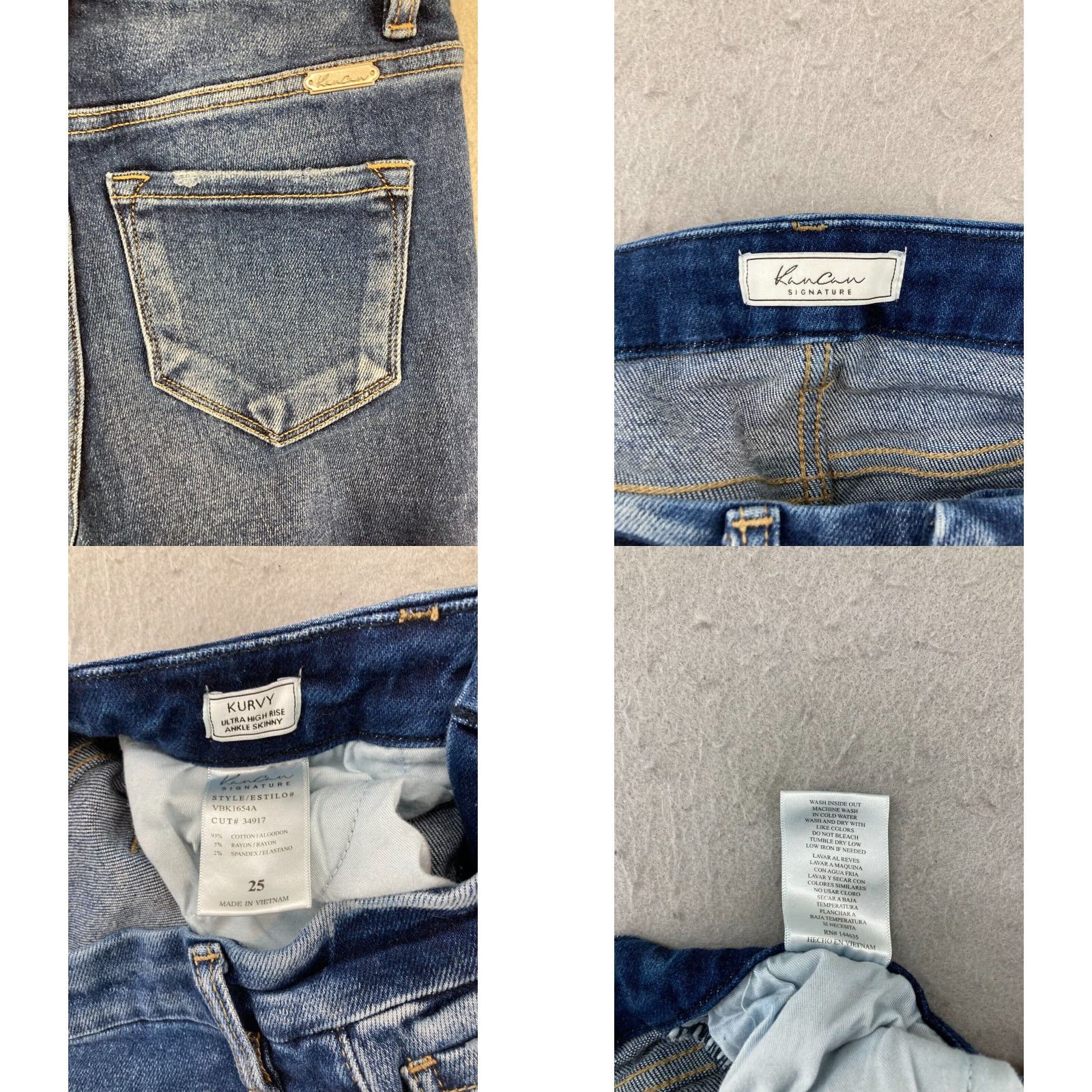 Vintage RanCan Kurvy Signature Women Ultra High Rise Ankle Skinny Jeans 25 Size 42" / US 20 - 8 Thumbnail