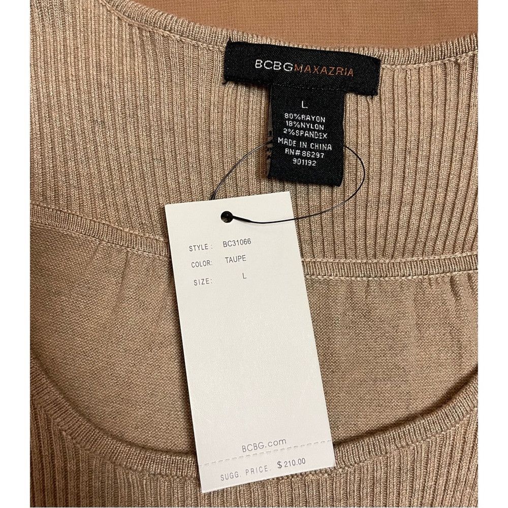 Bcbgmaxazria NWT New $210 BCBGMAXAZRIA Knit Rayon Beige Short Sleeve Dre Size L / US 10 / IT 46 - 8 Thumbnail
