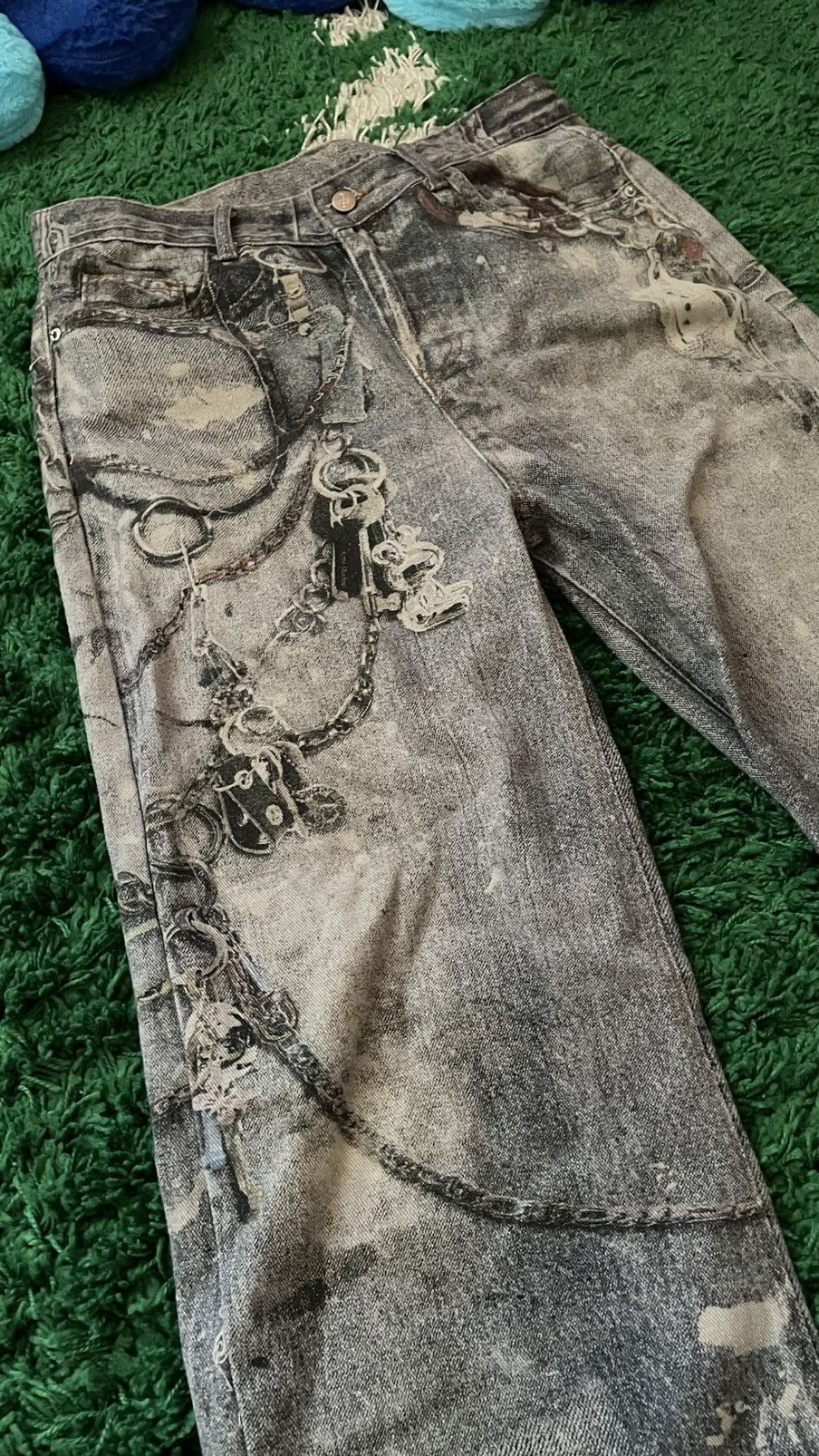 Vintage Chain painted denim barrel Ansley printed acne y2k Size US 32 / EU 48 - 2 Thumbnail