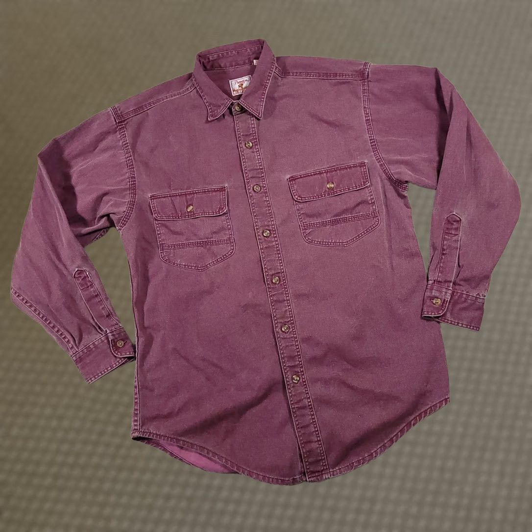 Denime VINTAGE Prentiss Outdoors Button Up Long Sleeve Shirt Mens Medium Red Denim USA Made Size US M / EU 48-50 / 2 - 1 Thumbnail