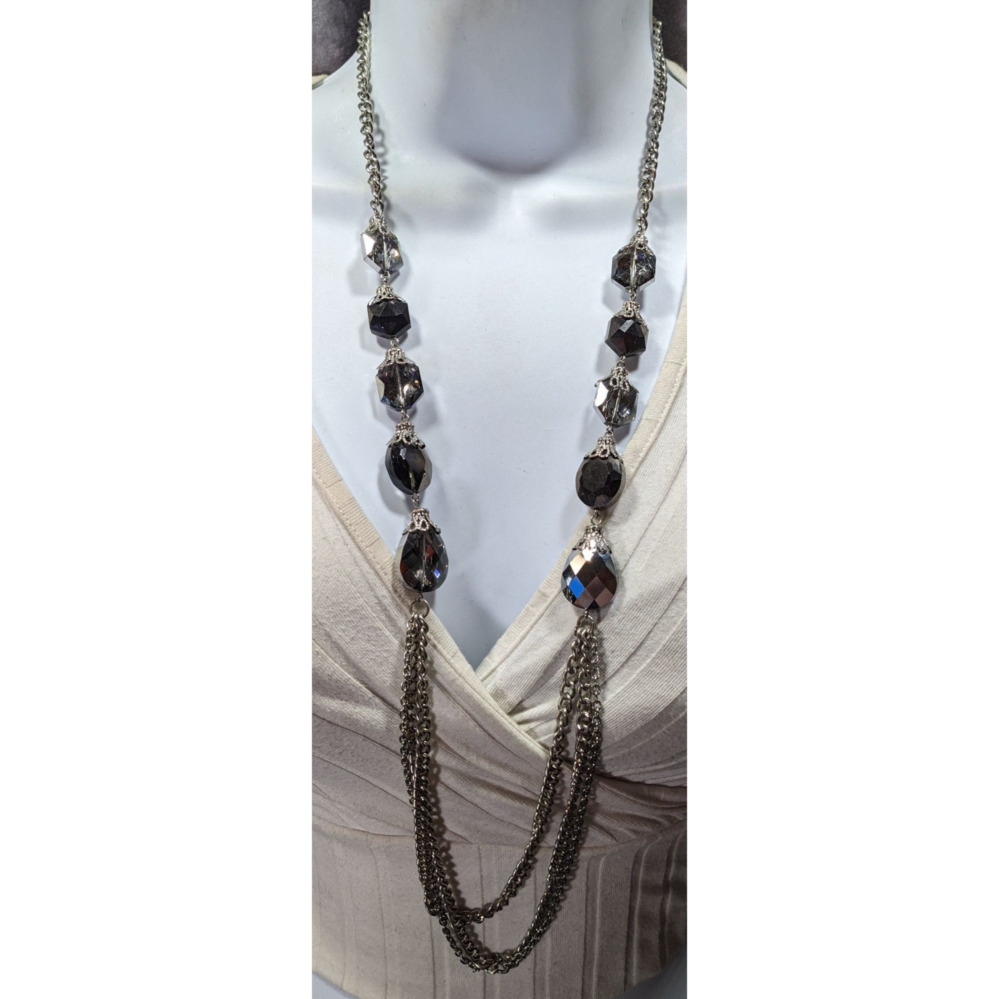 Other Elegant Glam Faceted Mirror Glass Beaded Chain Necklace Size ONE SIZE - 2 Thumbnail