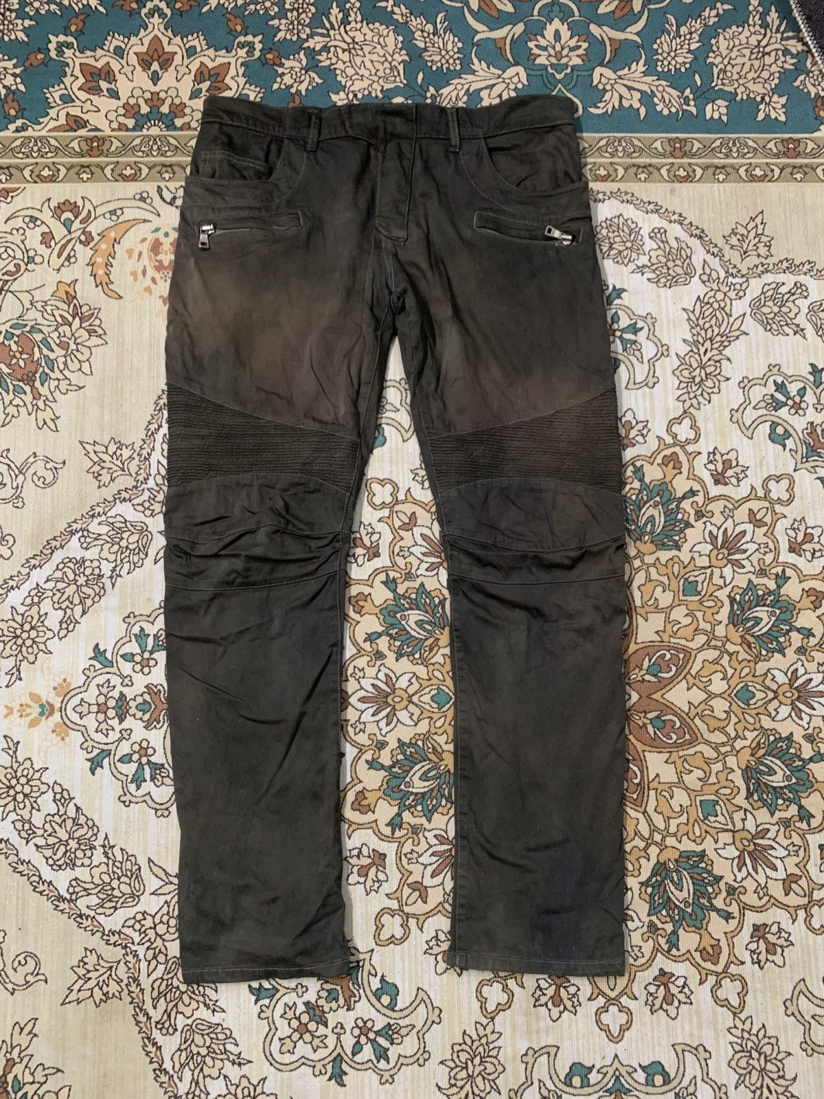 BALMAIN PARIS BIKER JEANS LAMPO ZIPPER