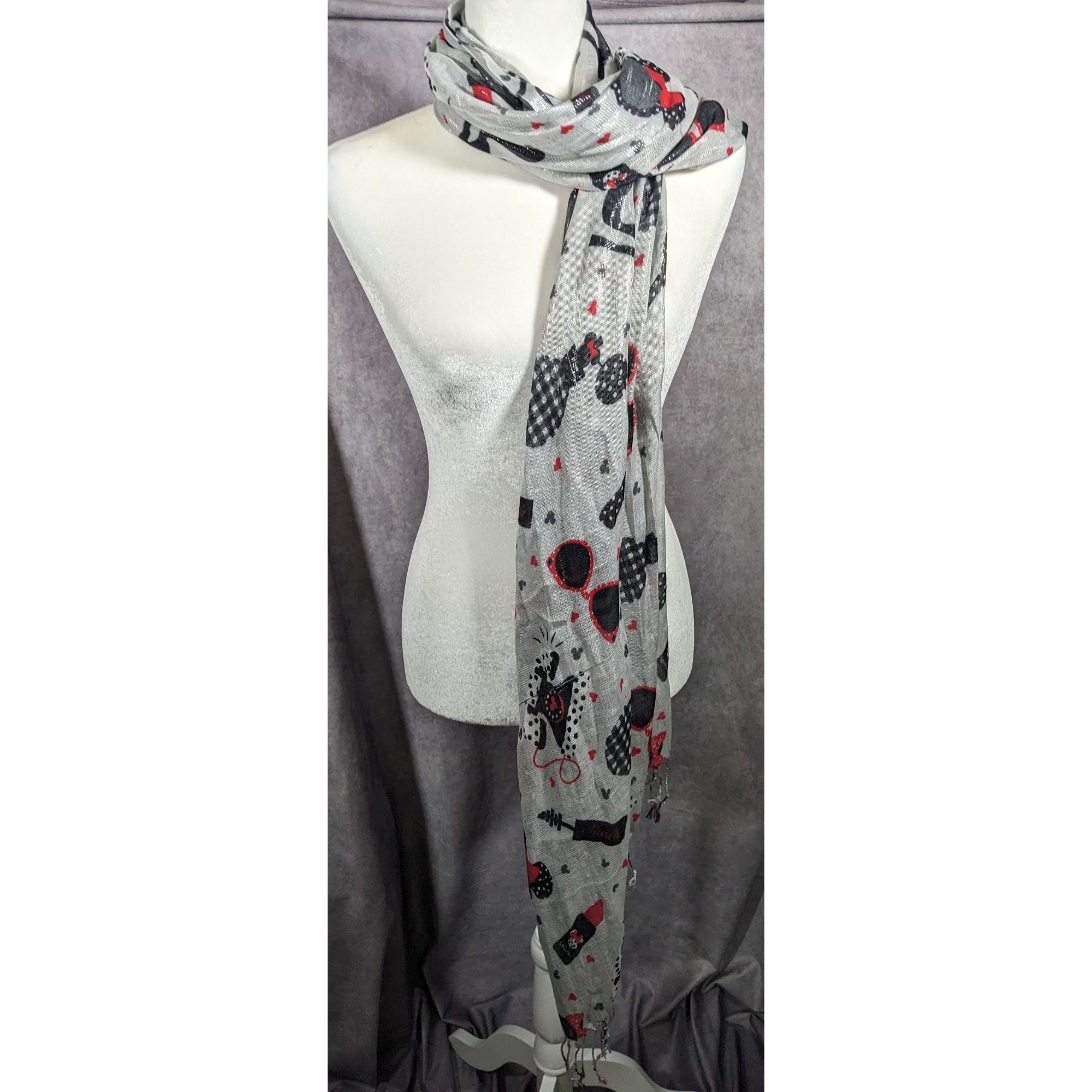 Disney Disney Parks Minnie Mouse Icons Metallic Silver Scarf Size ONE SIZE - 8 Thumbnail