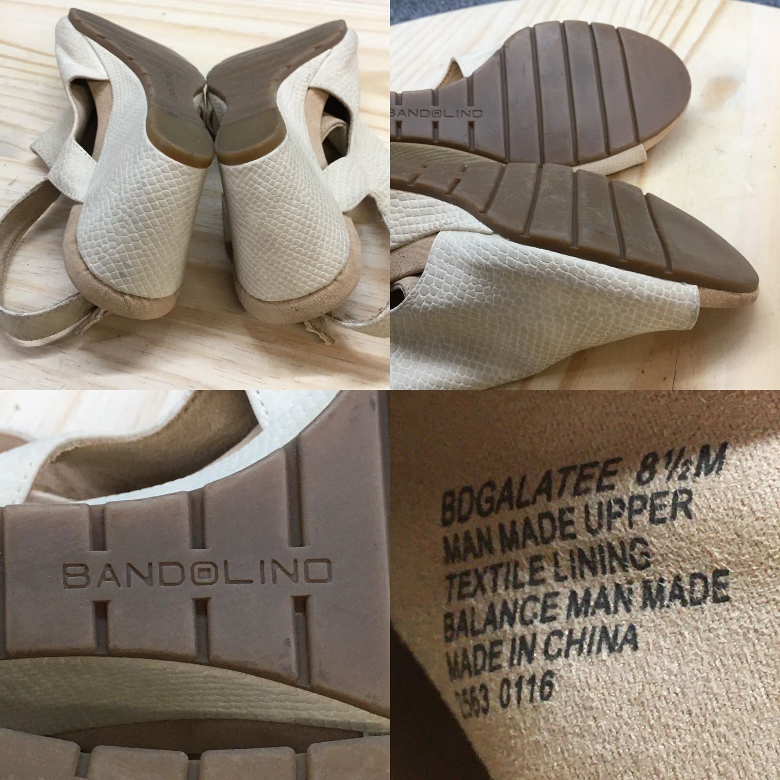 Vintage Bandolino Heels Womens 8.5 M Galatee Open Toe Wedge Slingback Beige Leather Size US 9 / IT 39 - 9 Thumbnail