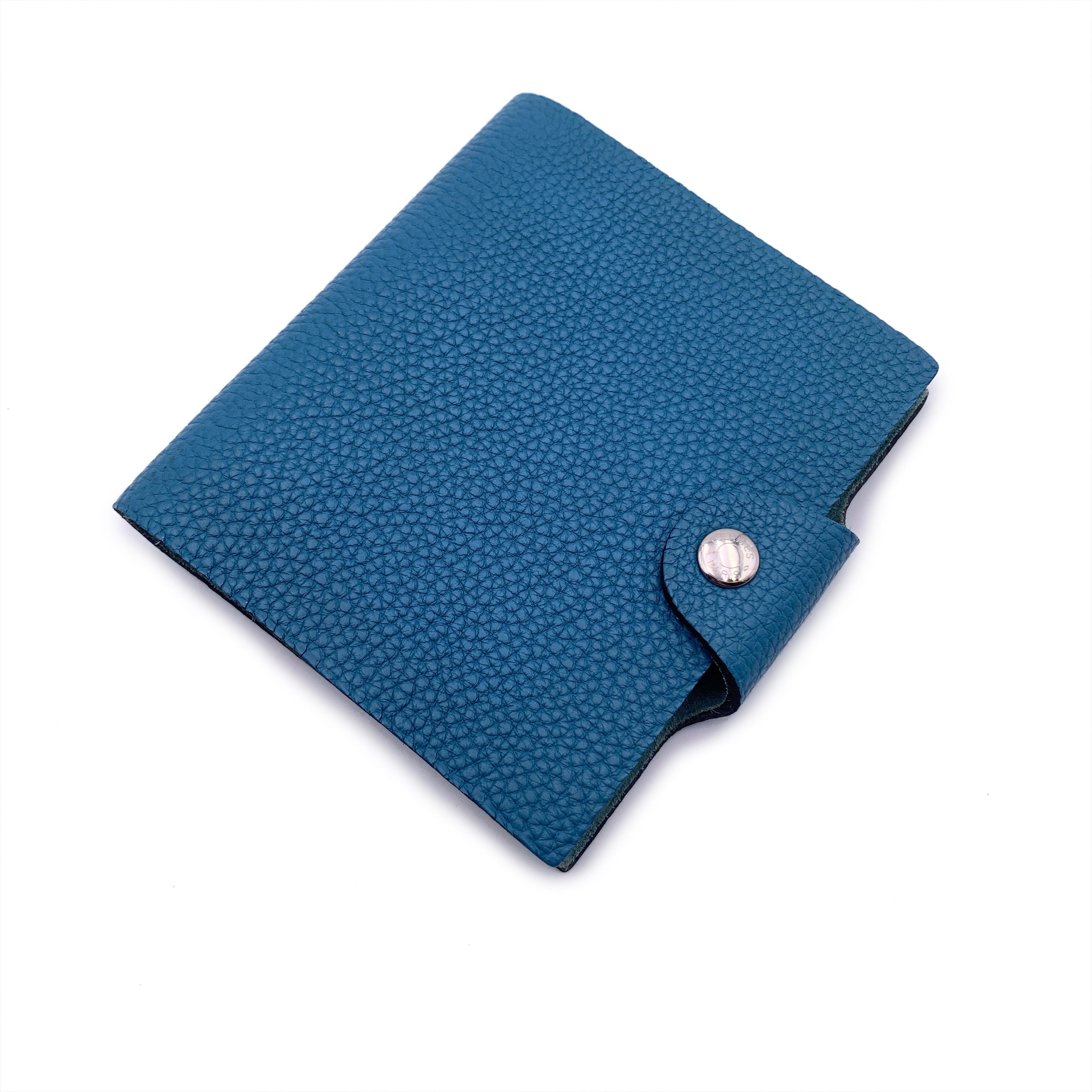 image of Hermes Blue Togo Leather Ulysse Mini Notebook Cover With Refill, Women's