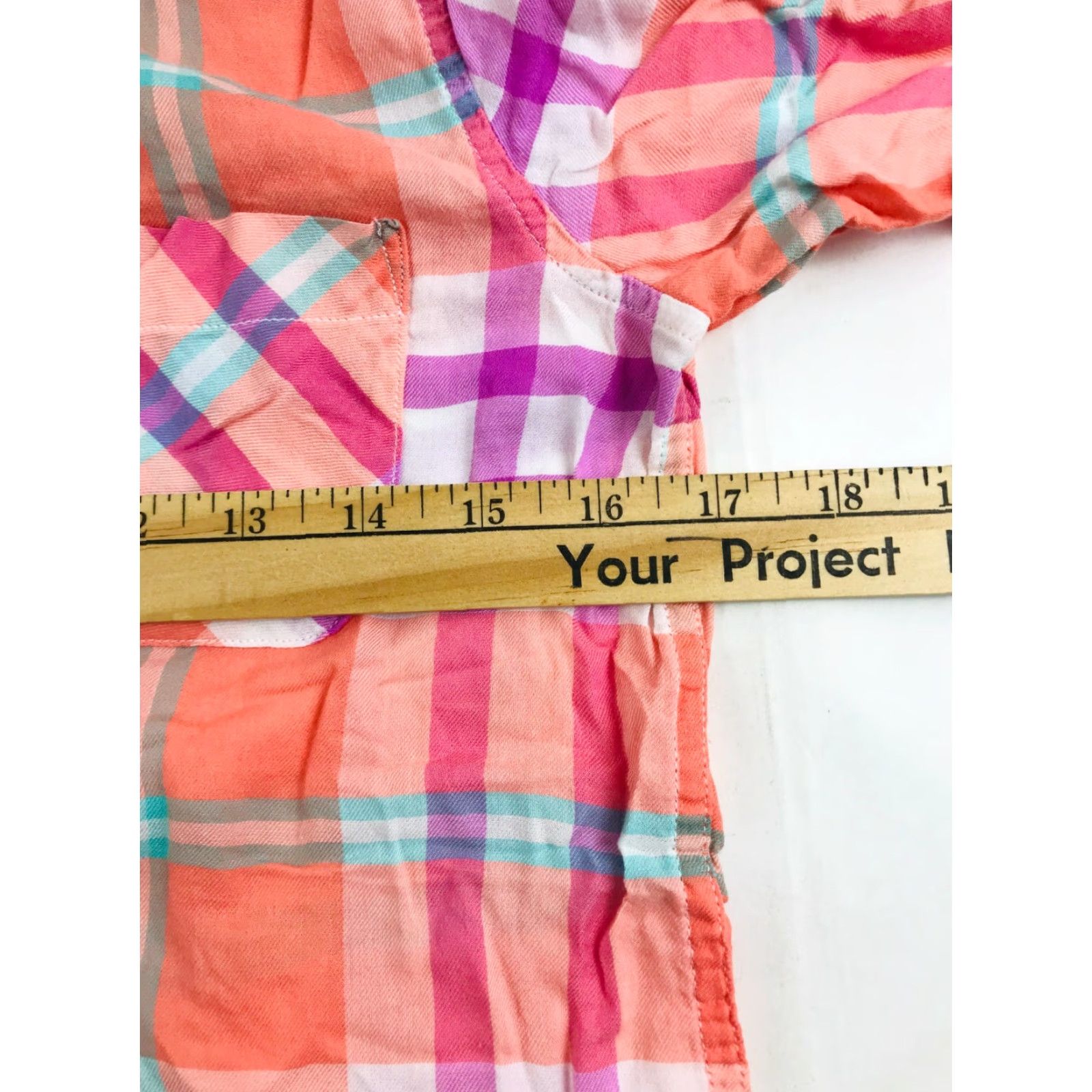 American Eagle Outfitters VINTAGE American Eagle Shirt Women XS Orange Pink Plaid Button-Up Long Sleeve Size XS / US 0-2 / IT 36-38 - 3 Thumbnail