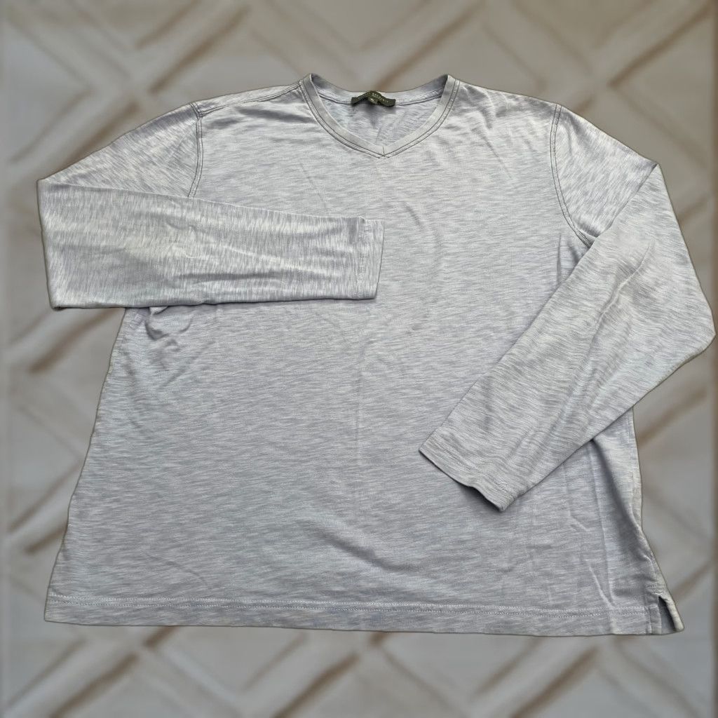 Vintage VINTAGE Robert Barakett Mens T-Shirt Long Sleeve XL Cotton Indigo Blue V-Neck Solid Designer Size US XL / EU 56 / 4 - 1 Thumbnail