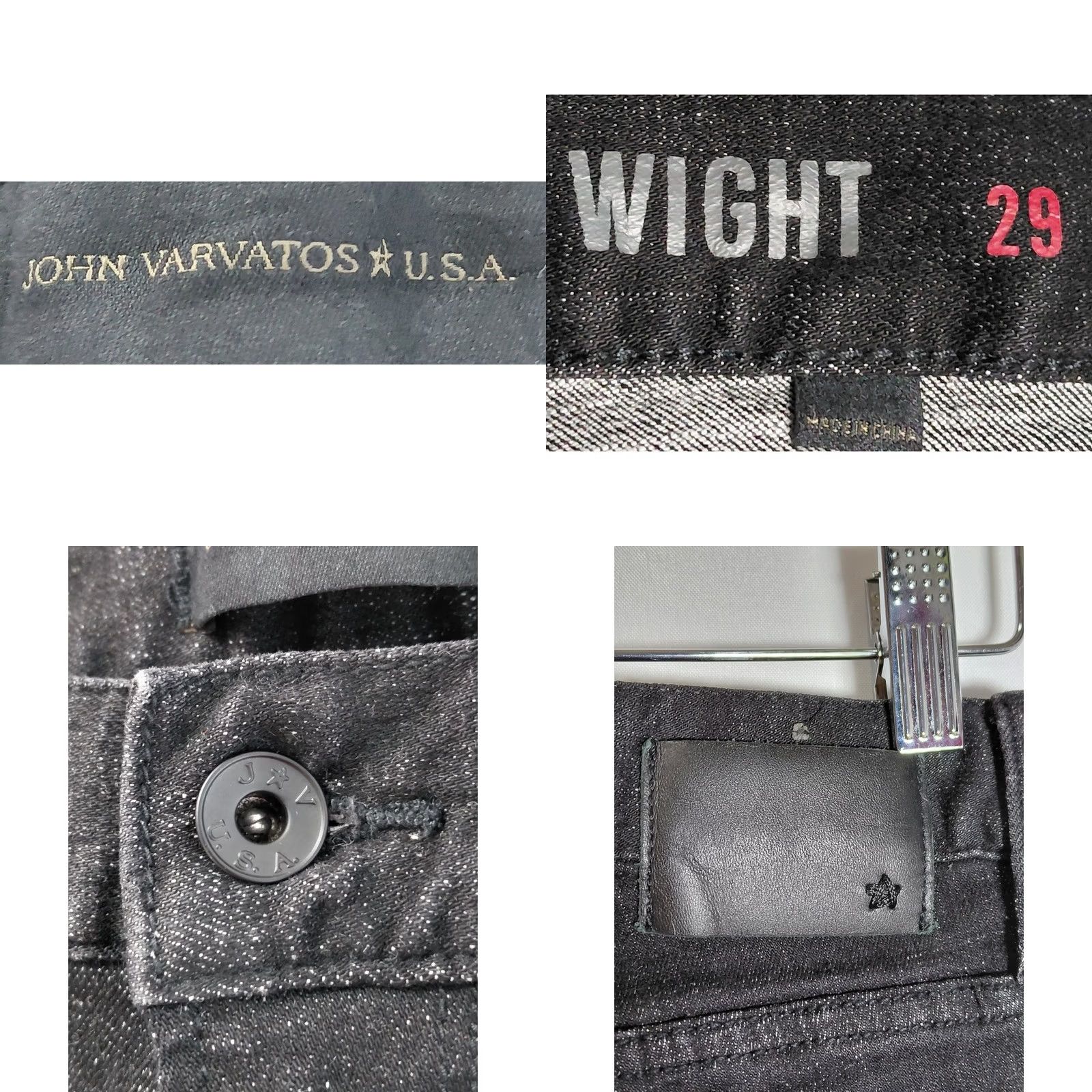 John Varvatos JOHN VARVATOS U.S.A Jeans Wight Skinny Straight Black Men Size 29 31 Inseam Stretch Cotton Blend Button Fly Denim Vintage No Mens Size US 29 - 8 Thumbnail