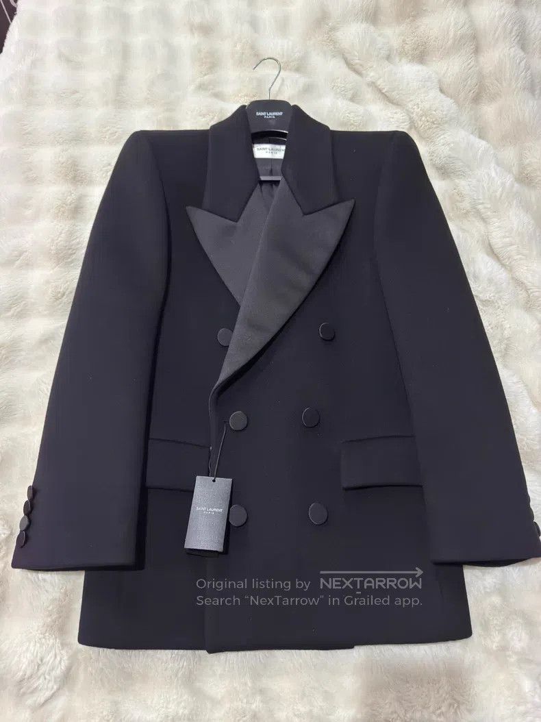 Saint Laurent Paris Saint Laurent Paris Smoking Double-Breasted Tweed Overcoat Size US M / EU 48-50 / 2 - 1 Thumbnail