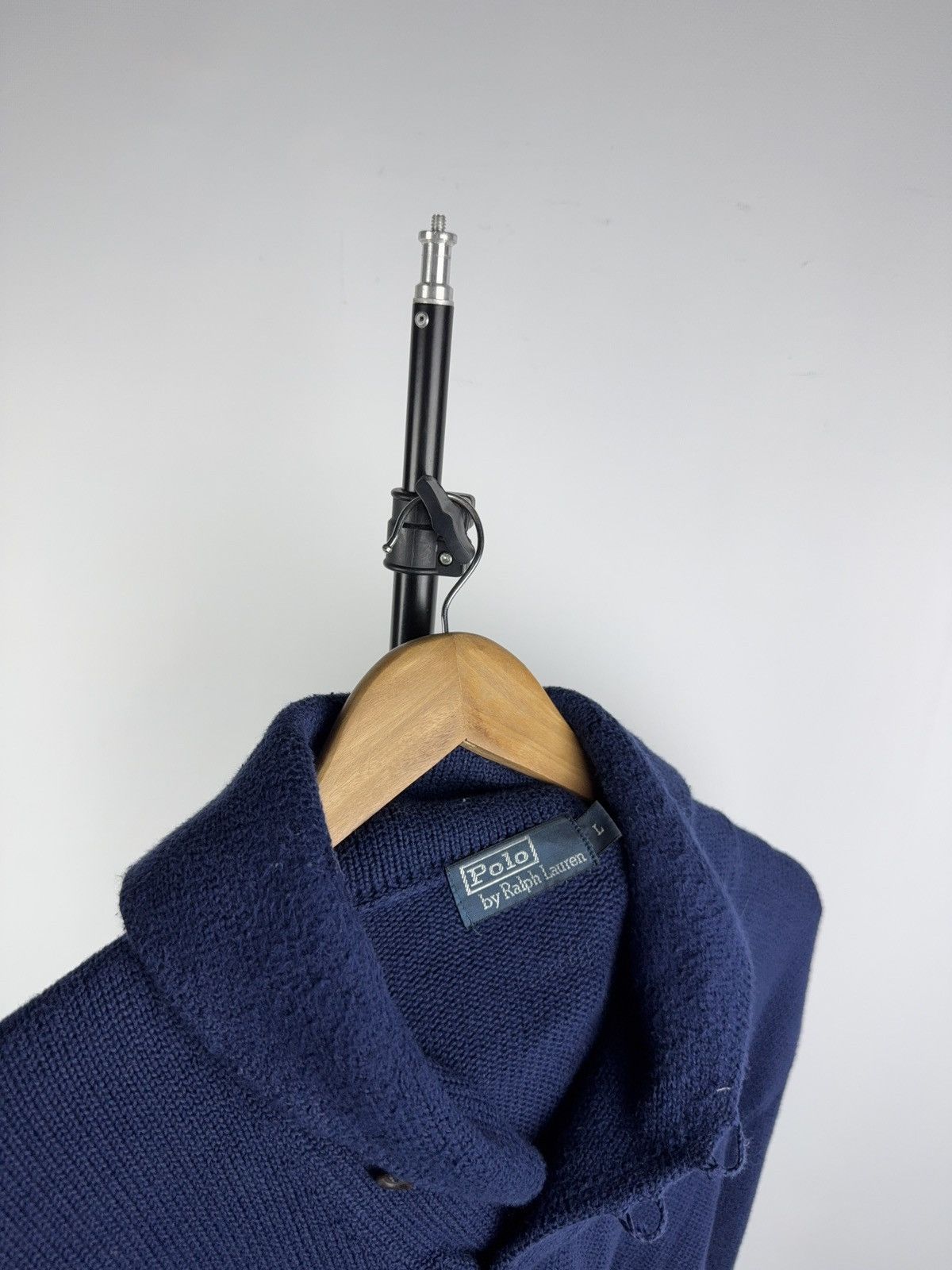 Polo Ralph Lauren Polo Ralph Lauren Shawl Collar Knit Sweater Blue Cotton L Size US L / EU 52-54 / 3 - 7 Thumbnail