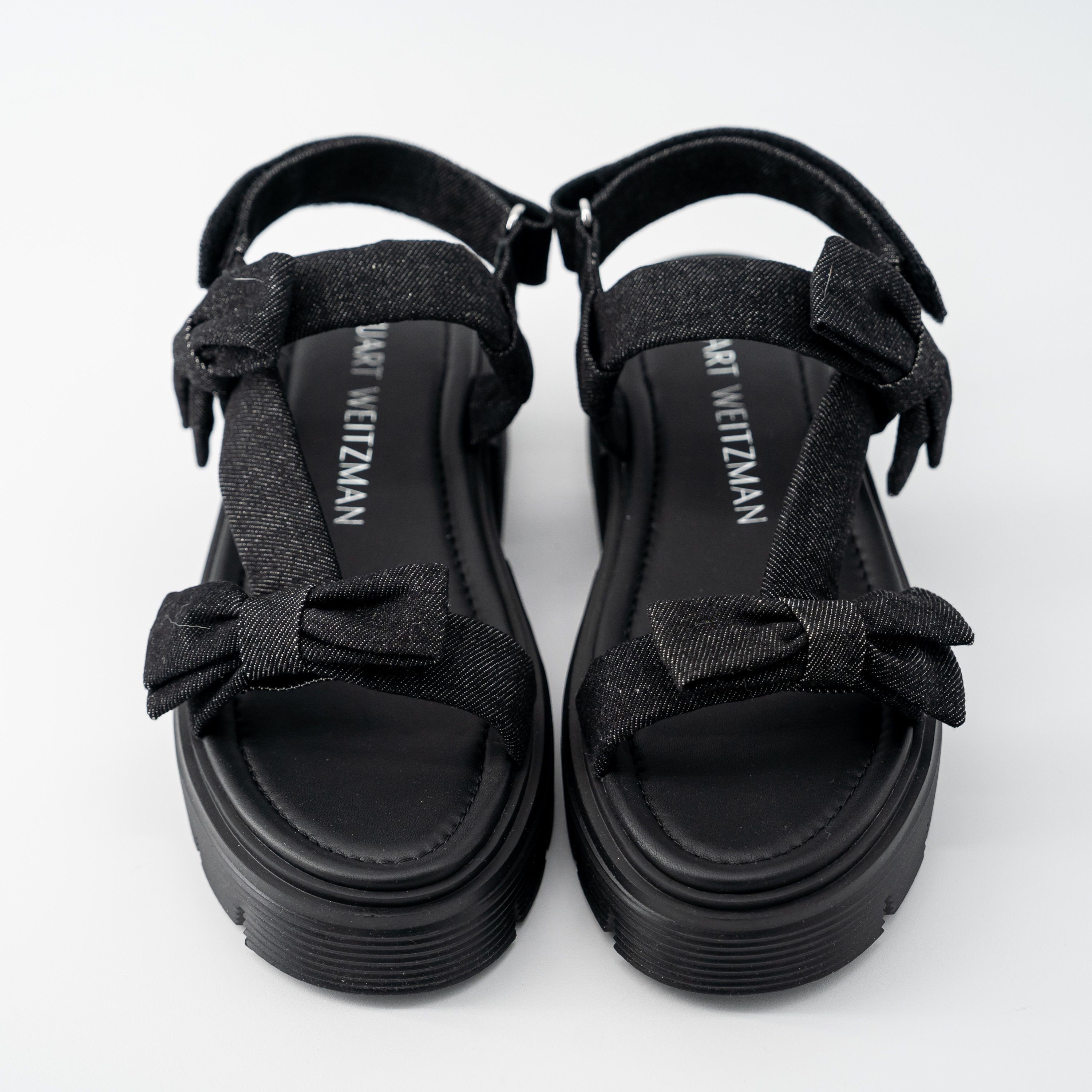 Stuart Weitzman 9 - Stuart Weitzman Sofia Nolita Lug Sole Sandal Black Bow Size US 9 / IT 39 - 3 Thumbnail